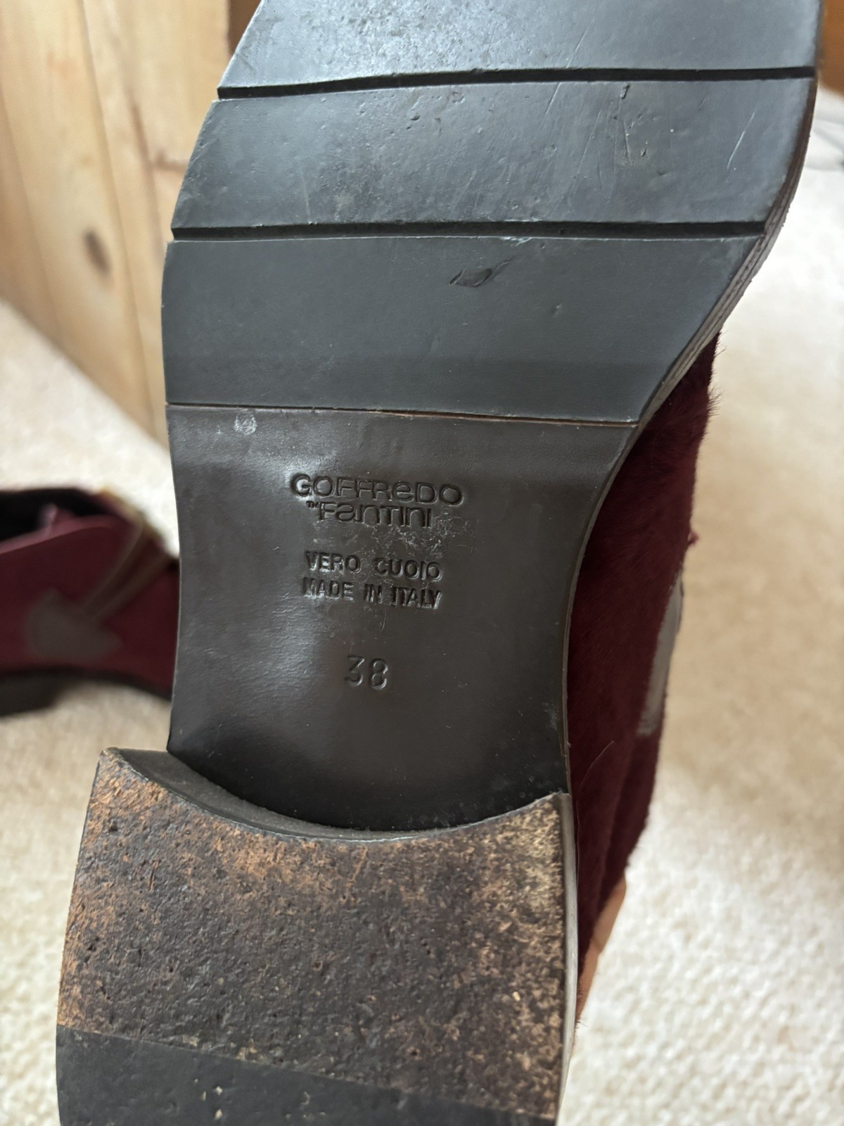 Goffredo Fantini Women’s 38 calfhair shoes burgandy unique
