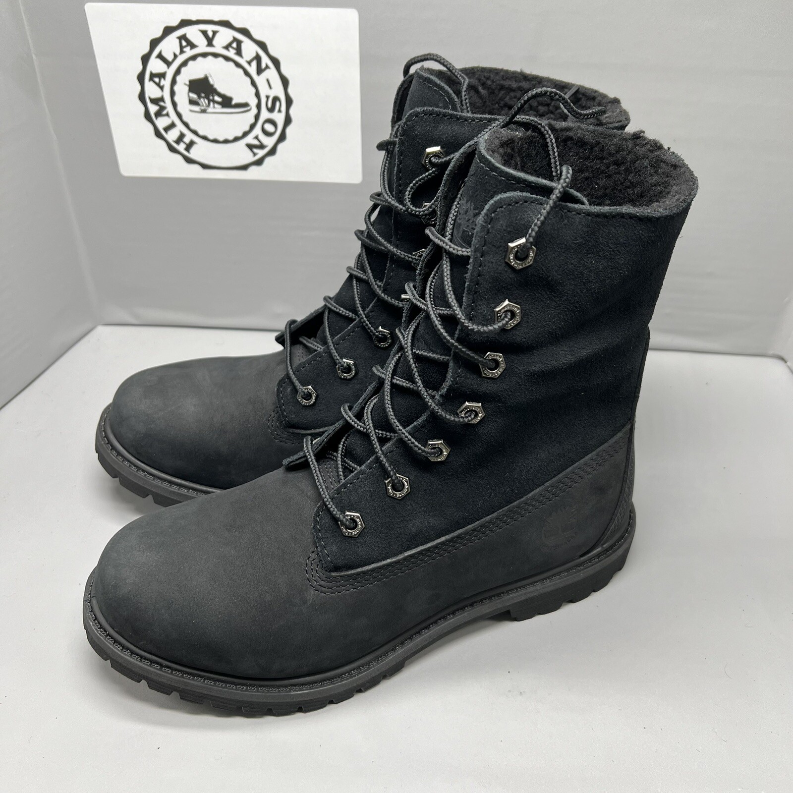 Timberland Waterproof Roll Fold-Down Teddy Fleece Black 8149A Women Size 8 NEW