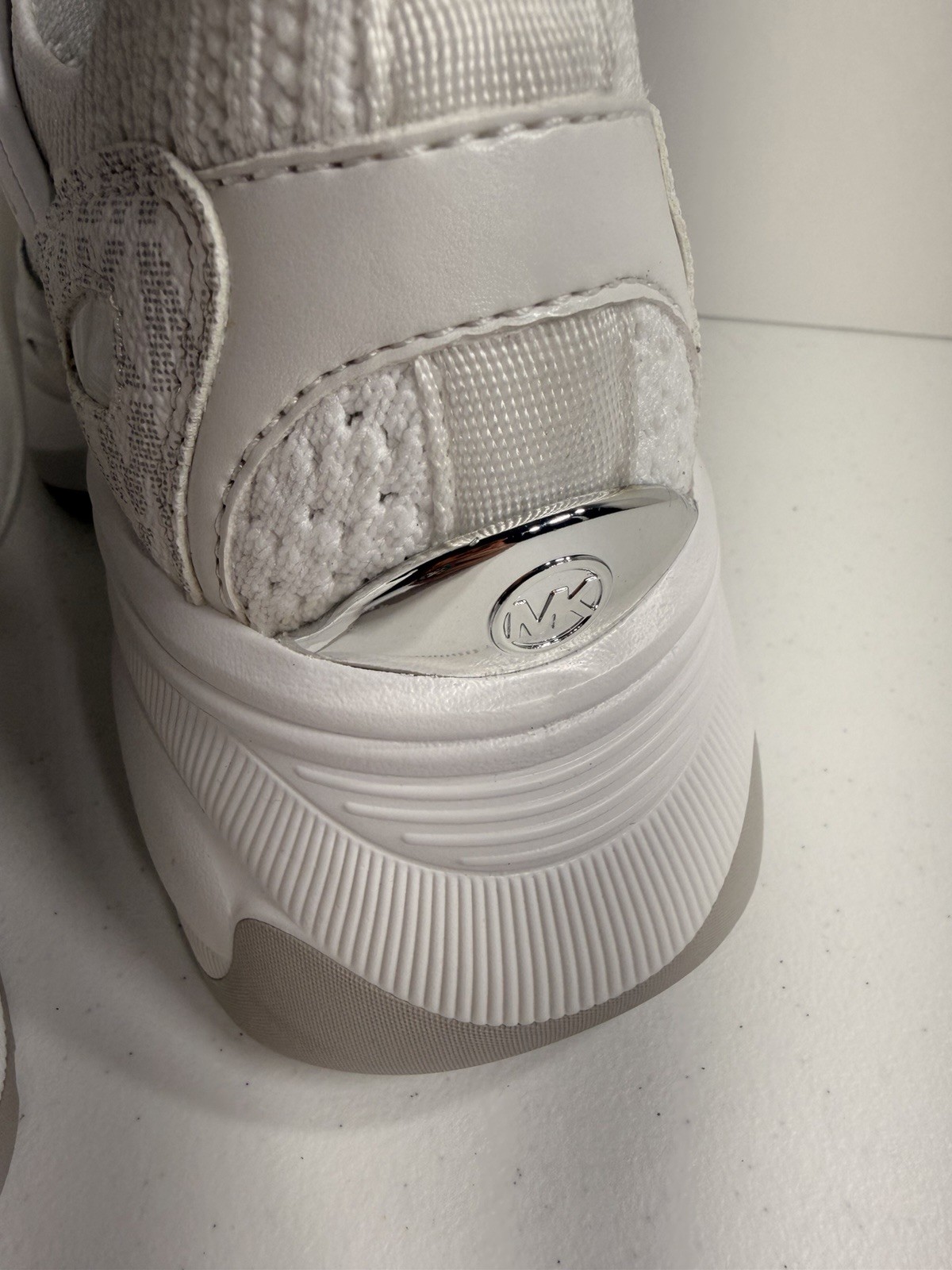 Michael Kors Zuma Knit Trainer Size 7 White MK Logo