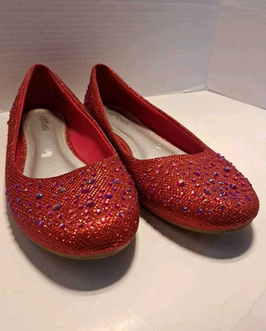 Hotcakes Red Orleans Sequin/Rhinestone Covered Ballet Flats Women Size 9.5 9 1/2