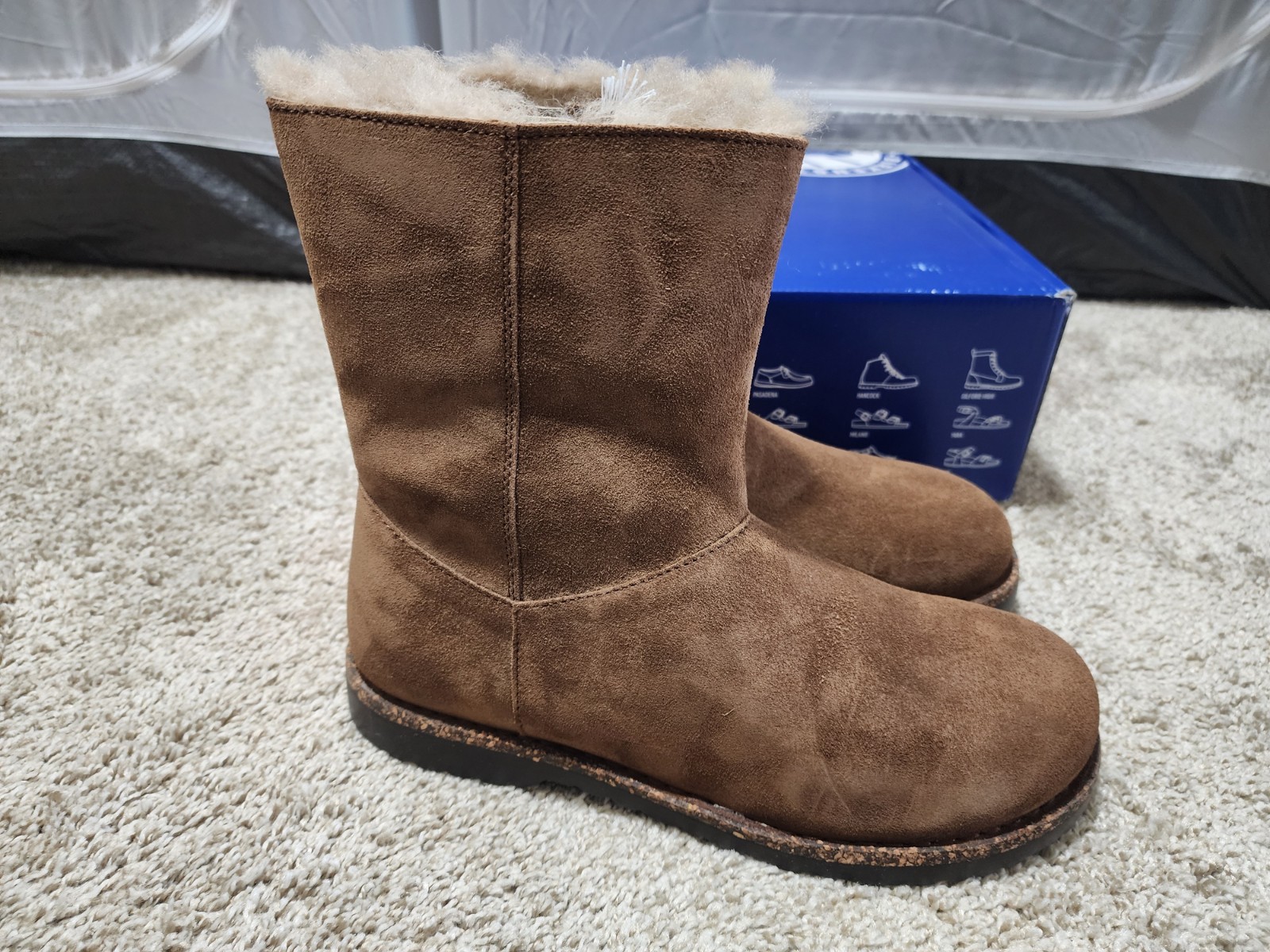 Birkenstock Uppsala Zip Shearling Boots Dark Tea US 10 EUR 41 Regular Wide NEW