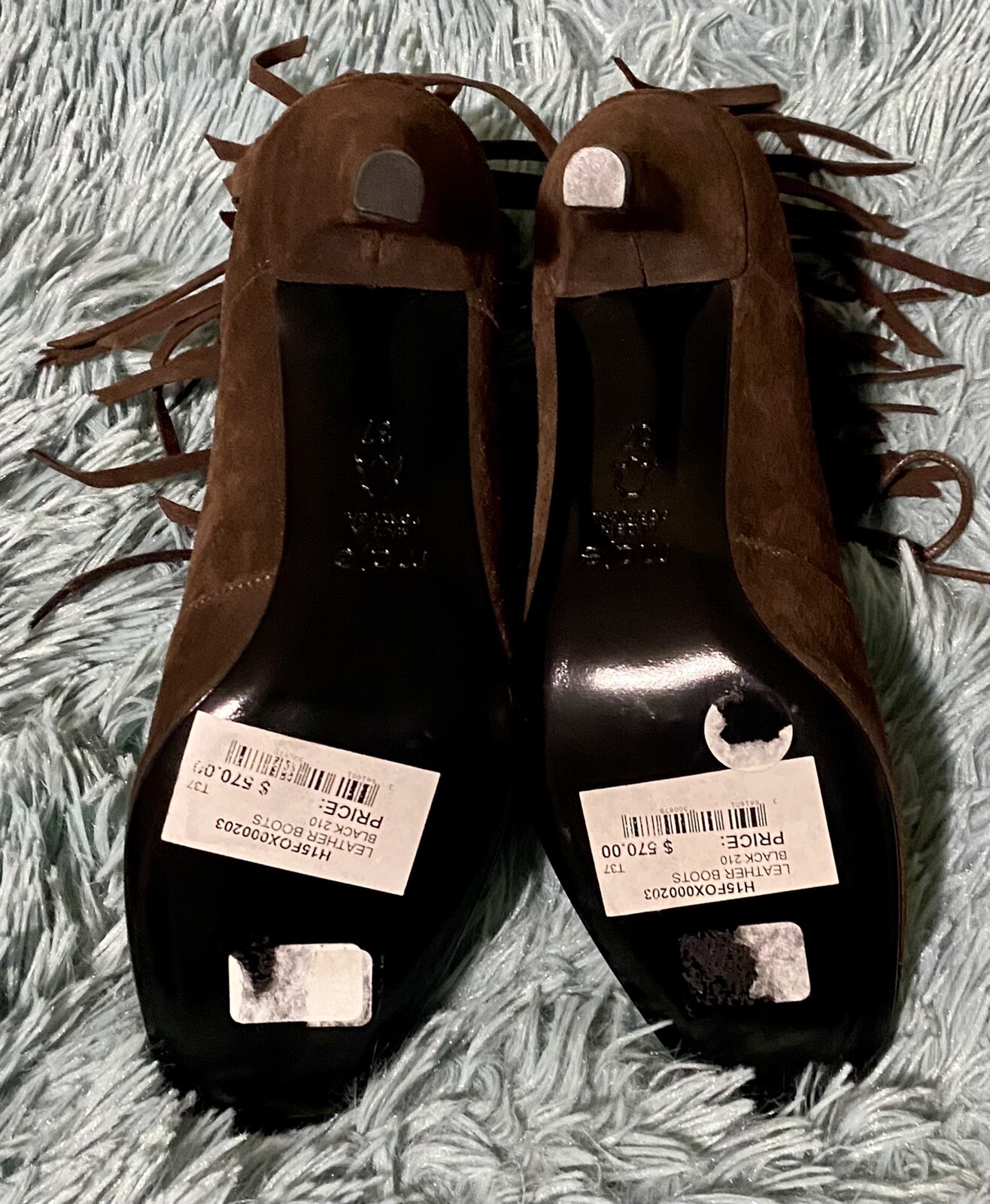 Maje Fox Suede Ankle Fringe Boots Brown Size eU 37 US 6.5 ($570)