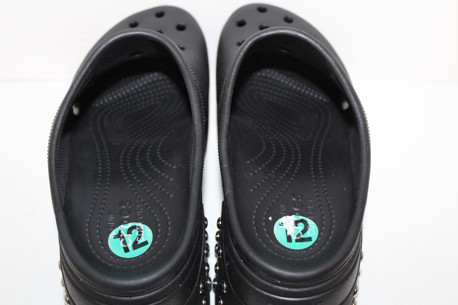 Crocs Siren Platform Black Studded Heeled Clog Sz Mens 10 / Womens 12