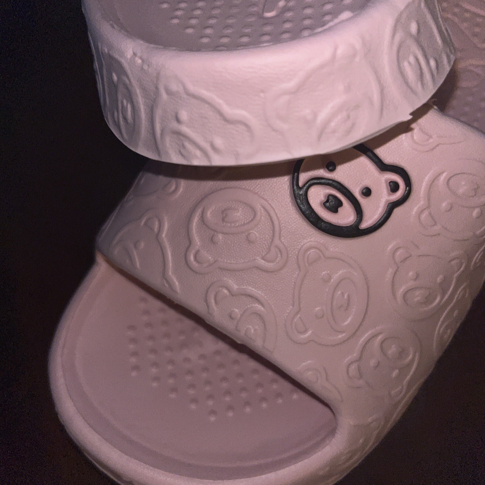 NEW CUTE BEAR PILLOW SLIDES PINK SZ 9-10 GARDEN BATHROOM SHOES NIB USA