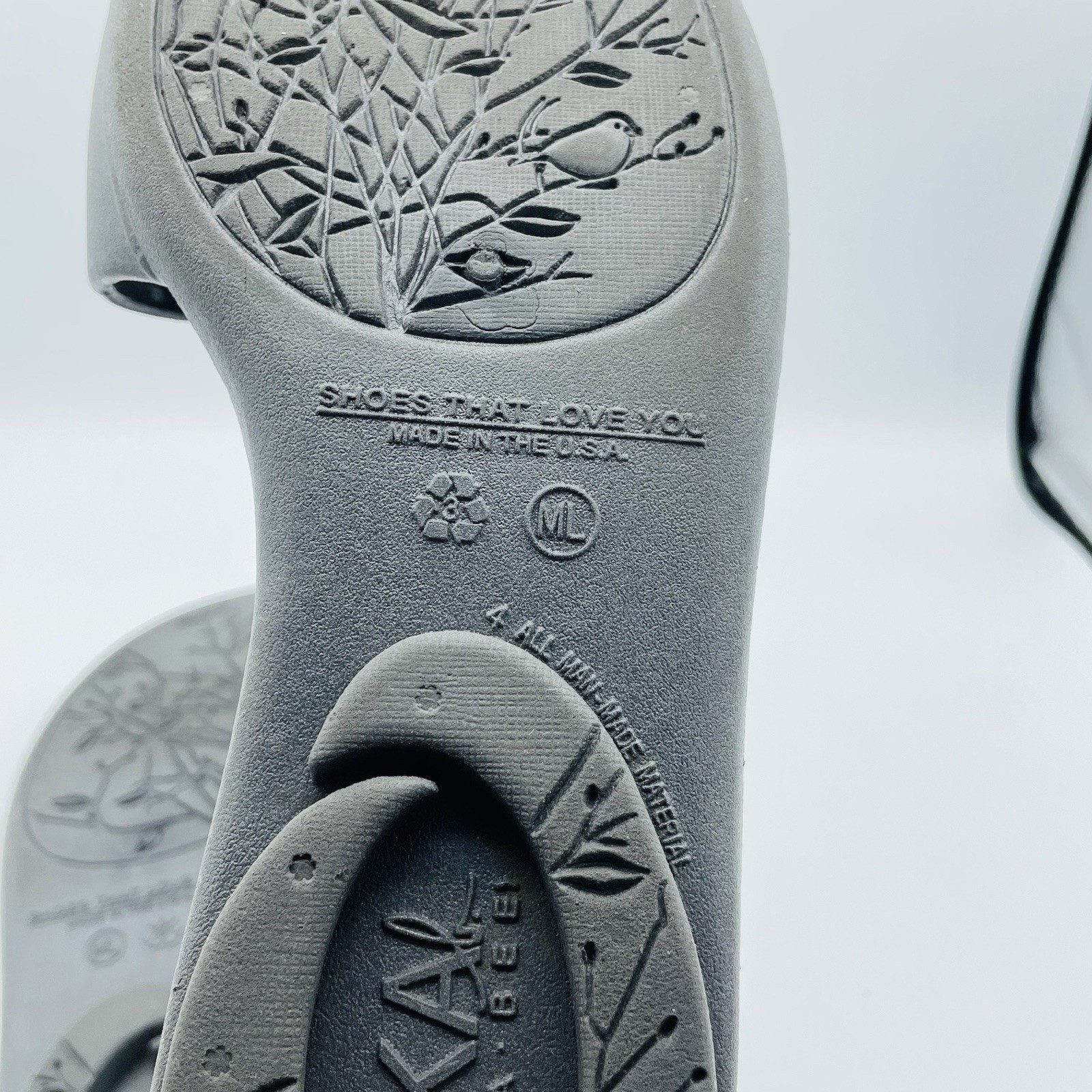 Women’s Size 8.5-9.5 (ML) Oka B Sandals Gray Comfort Heel Beach Made In The USA