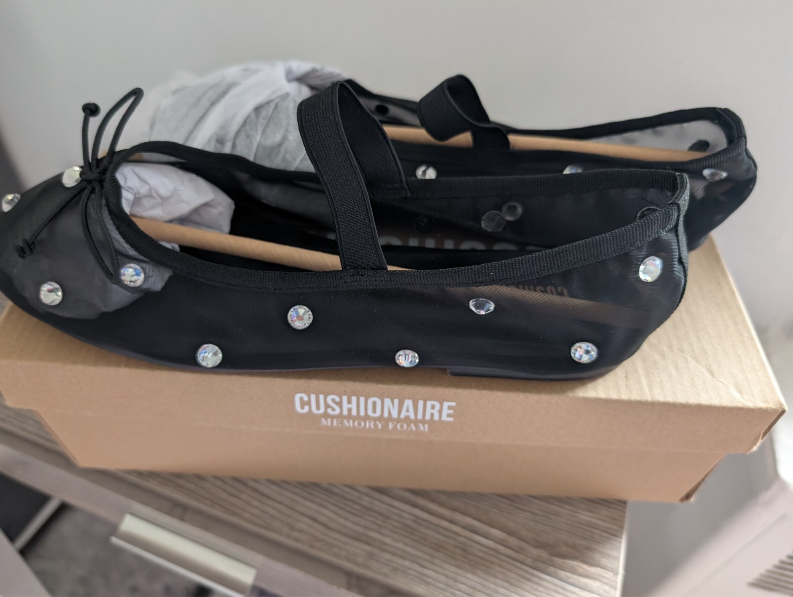 NEW CUSHIONAIRE ELEGANT STUDDED MESH BALLET 8.5