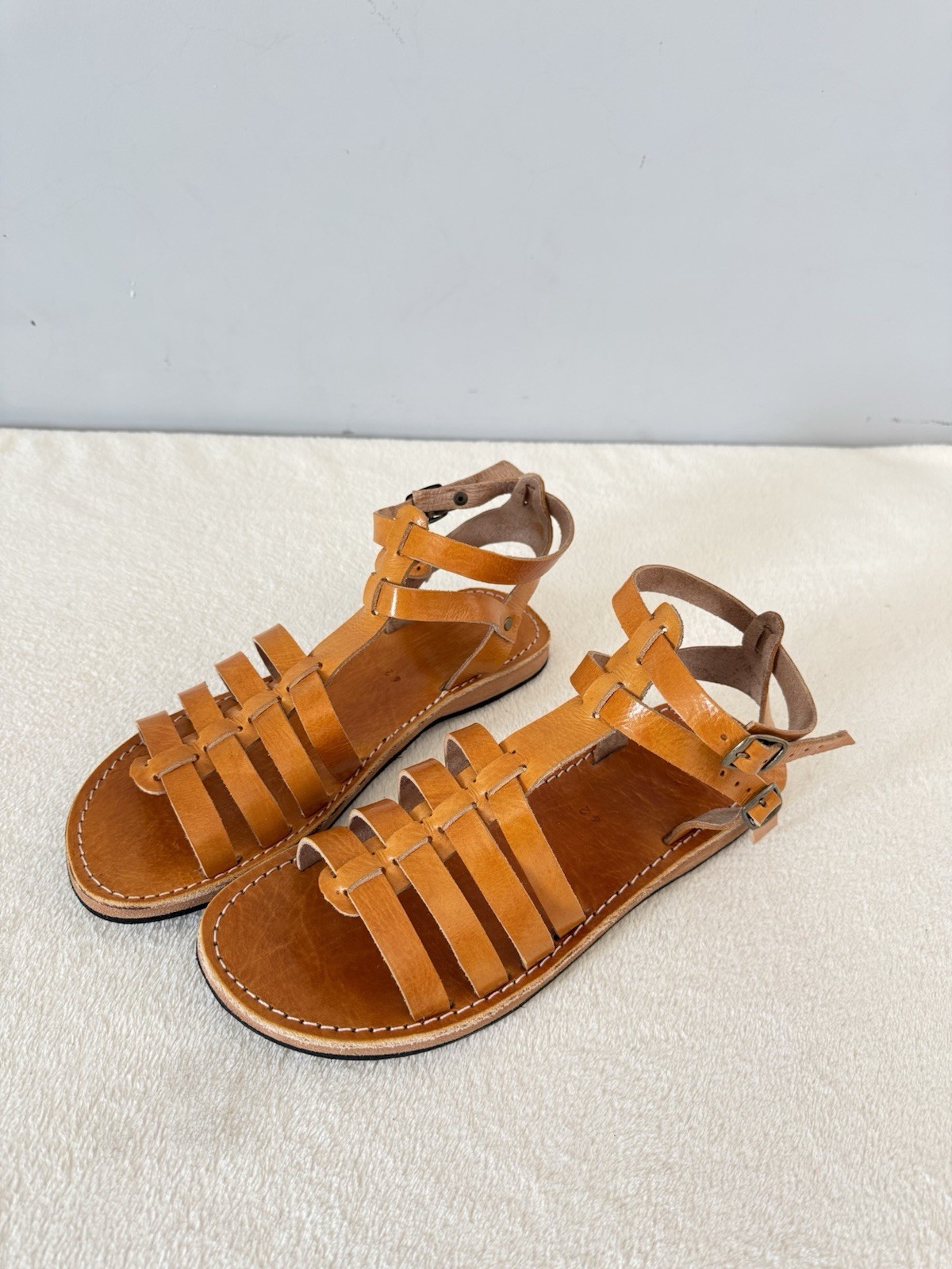 Handcrafted Genuine Leather Women’s Sandals – Five-Strap Cognac | 100% Handmade