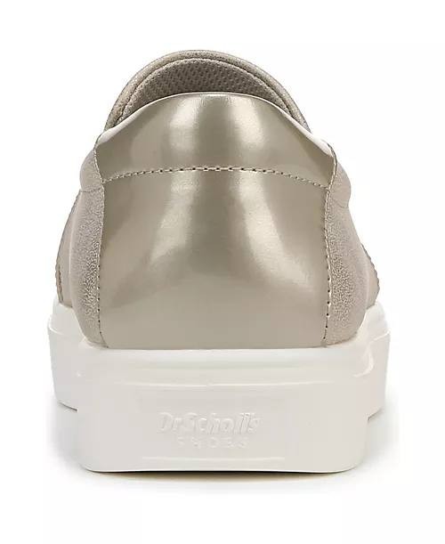 Dr Scholl’s Light Gold Faux Leather Slip On Sneakers 6M New Stylish Comfort
