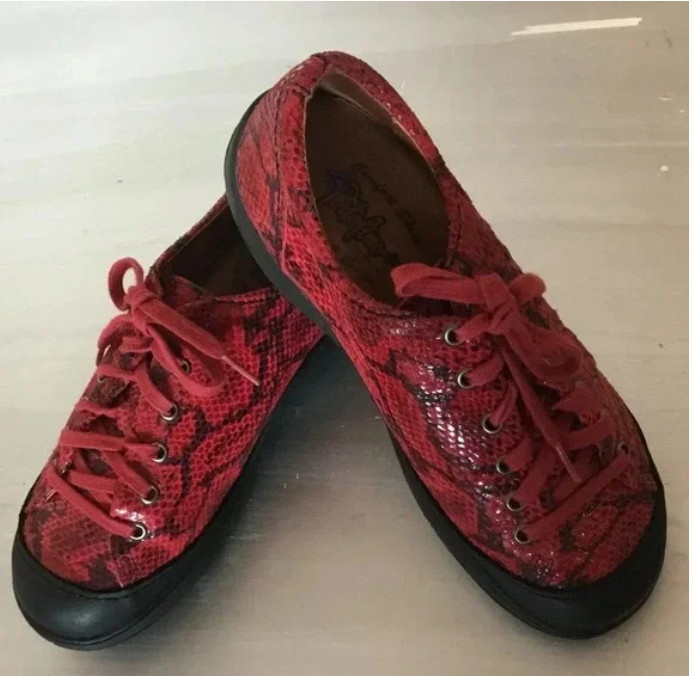 Portofino D-YOU Leather Sneakers Cranberry Black Comfort Shoes Sz Eu 38