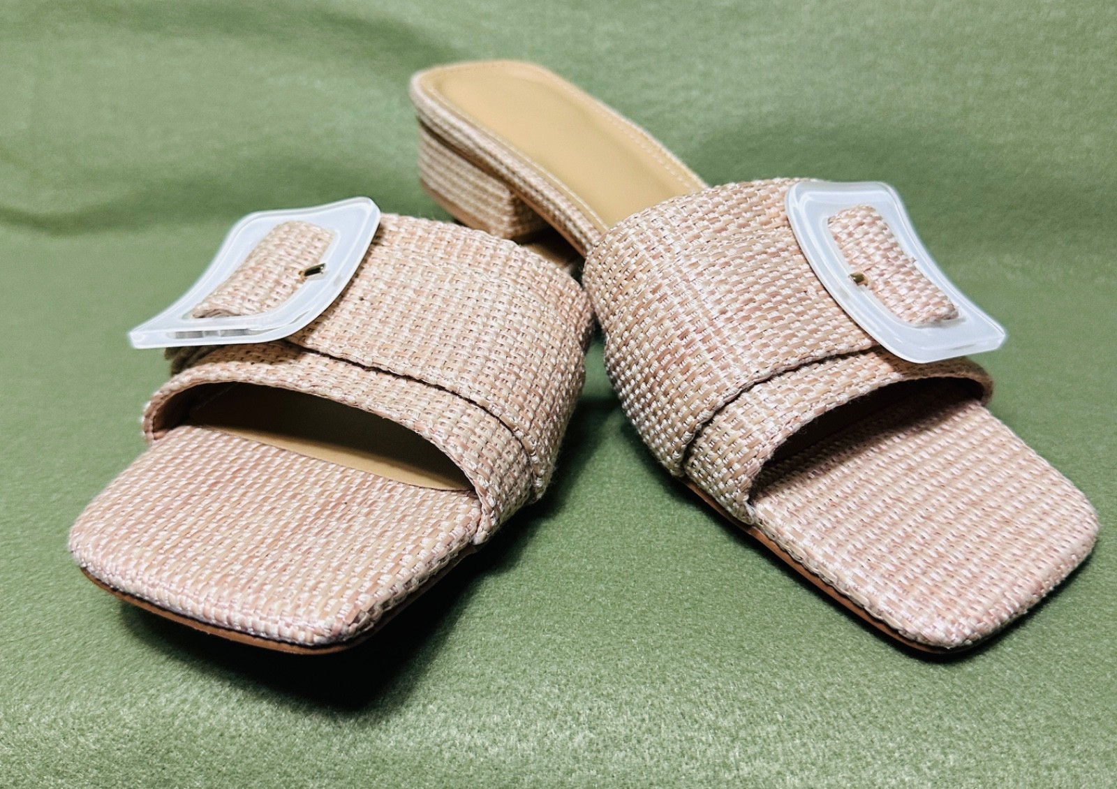 Raffia Woven style Sandal Slide Buckle Flat Size 9