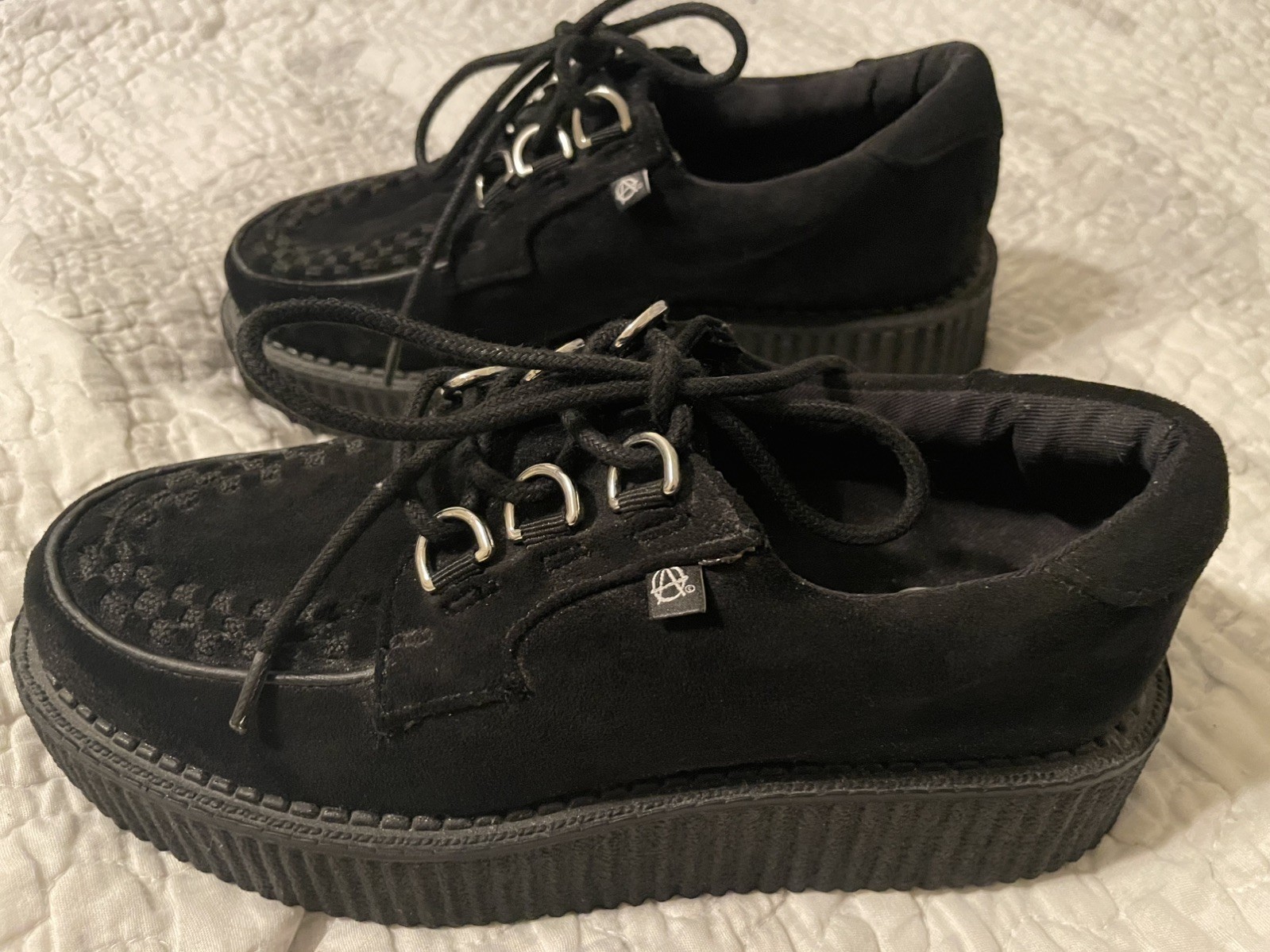 T.U.K. Anarchic Vegan Black Faux Suede Creepers T2262 Unisex Men 5 / Women 7
