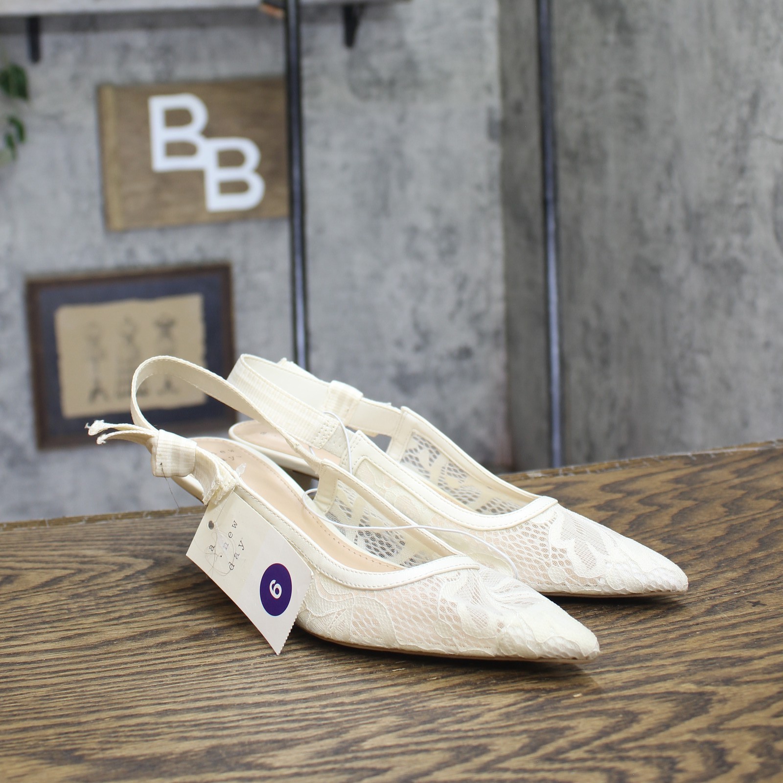 A New Day Milan Raffia Slingback Heels 93708032 Cream Off White 6M