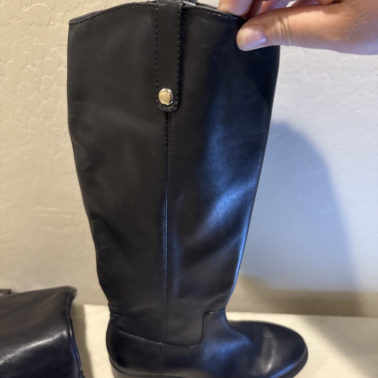 INC International Concepts Black Fawne Leather Boots Shoe Size 8.5M – New No Box