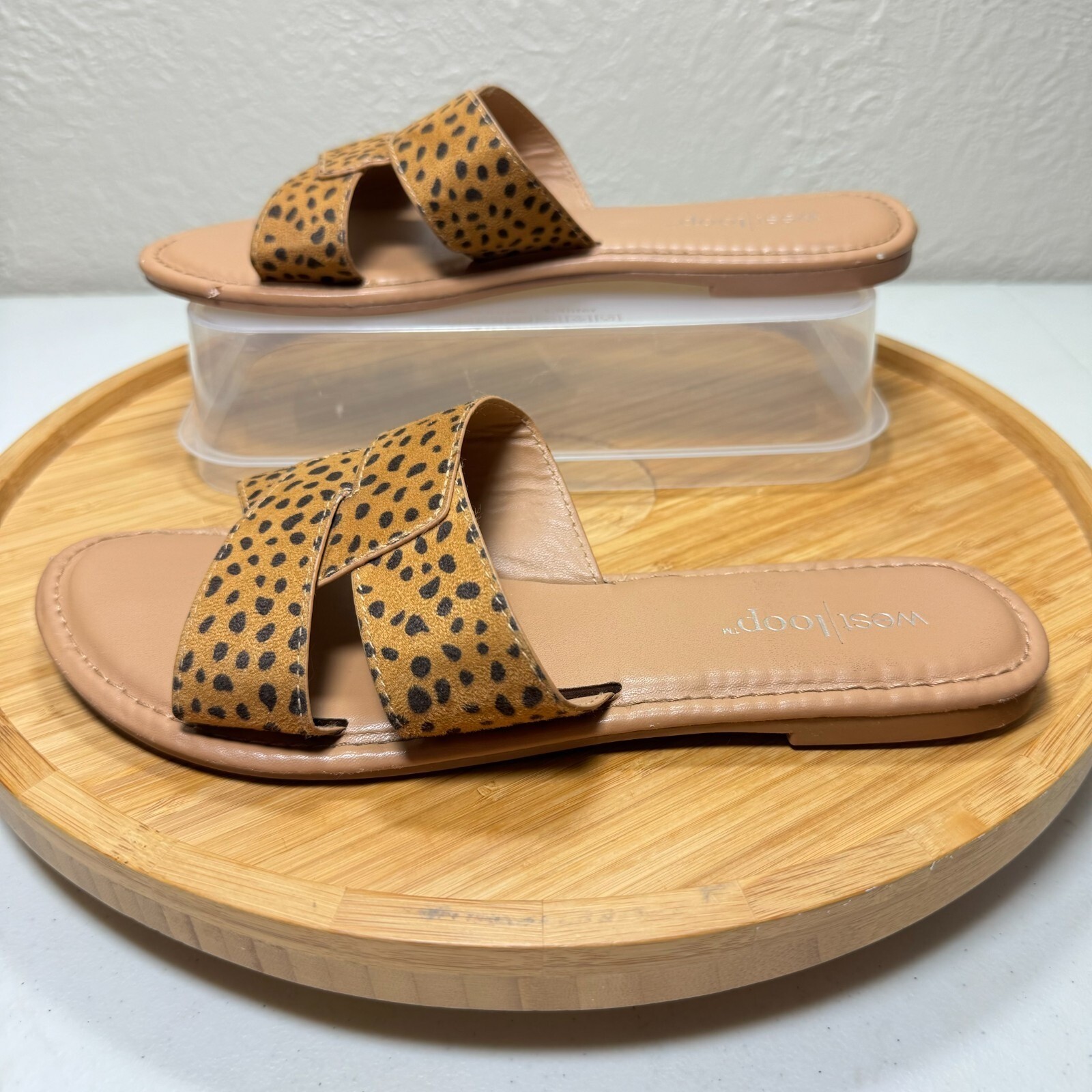 WestLoop Cheetah Print Slides Sandals 7/8 Leopard Boho Resort Beach Pool Summer