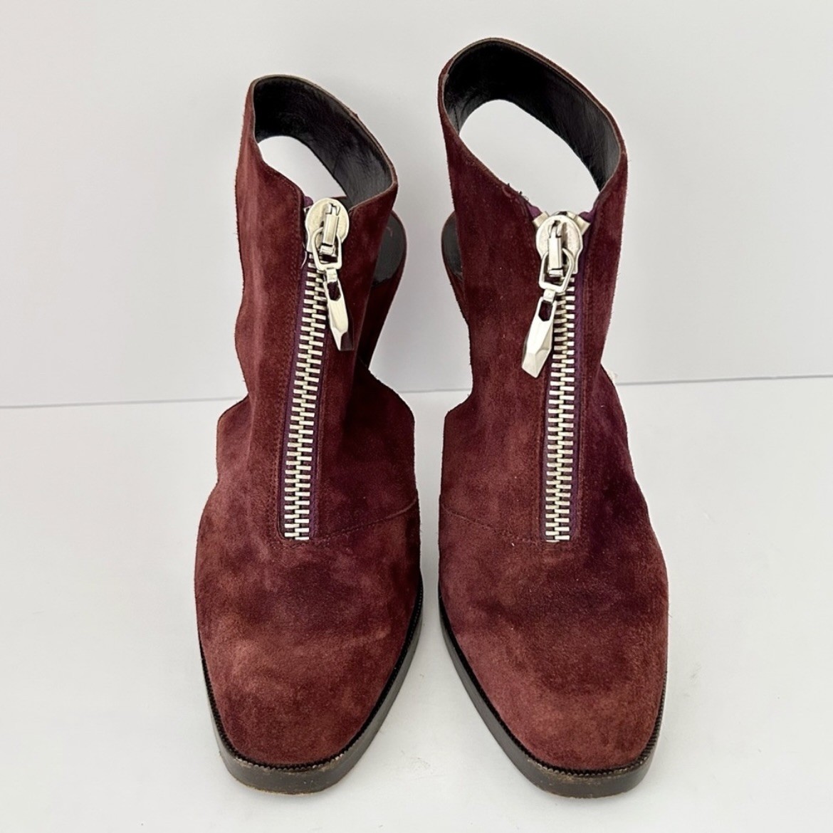 Diane von Furstenberg Suede Slingback Heels Shoe Pump Zip Burgundy Maroon Size 7