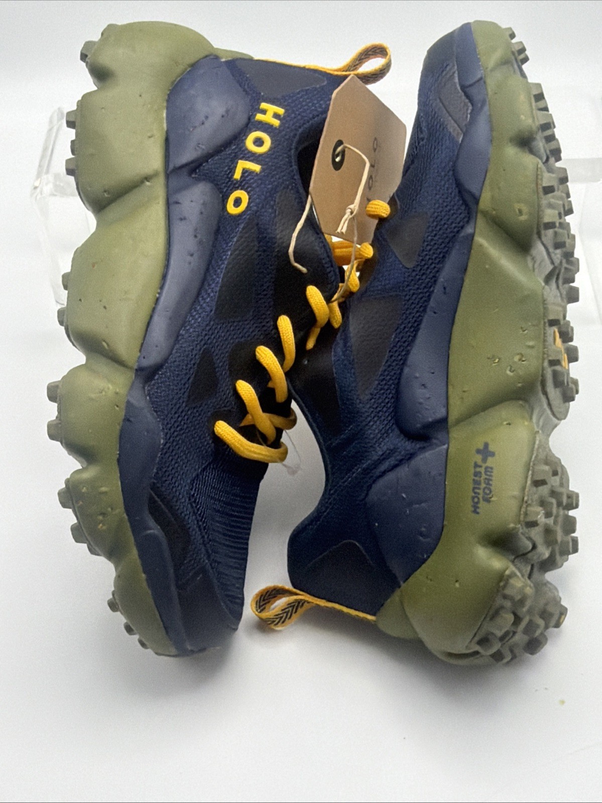 NEW HOLO Women Nephelae Sneakers Navy Blue Yellow Recycled Eco Trail Shoes 7