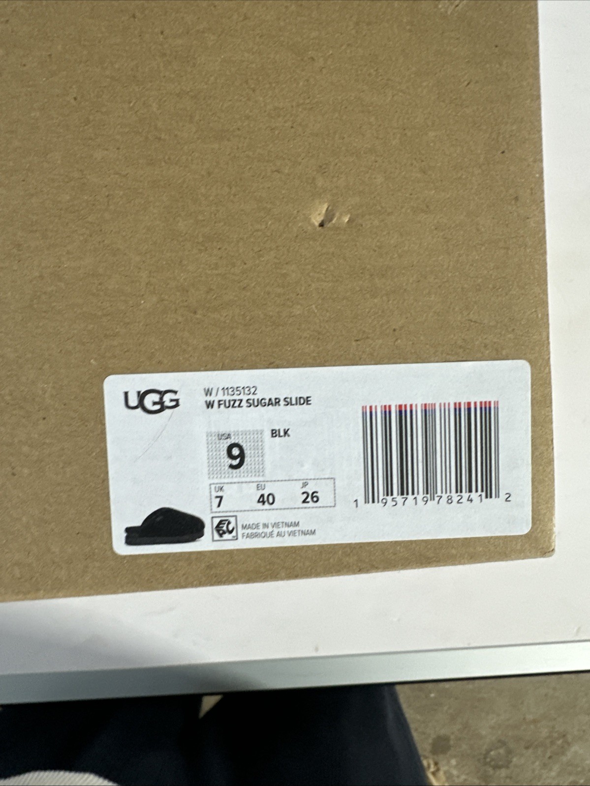 Ugg’s Fuzz Sugar Slides Size9 New With Box. Black