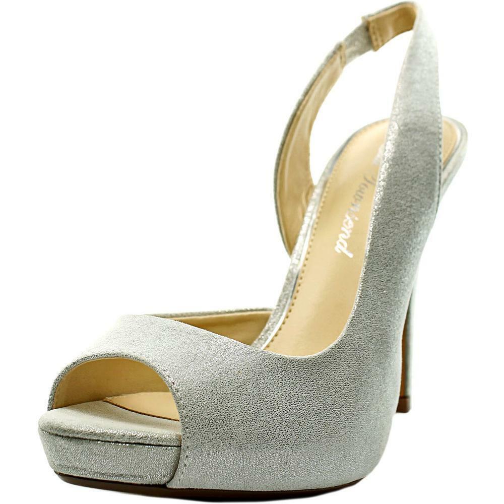 Lulu Townsend Nicola Women Peep-Toe Silver Slingback Heel Dress Size 8.5M NIB