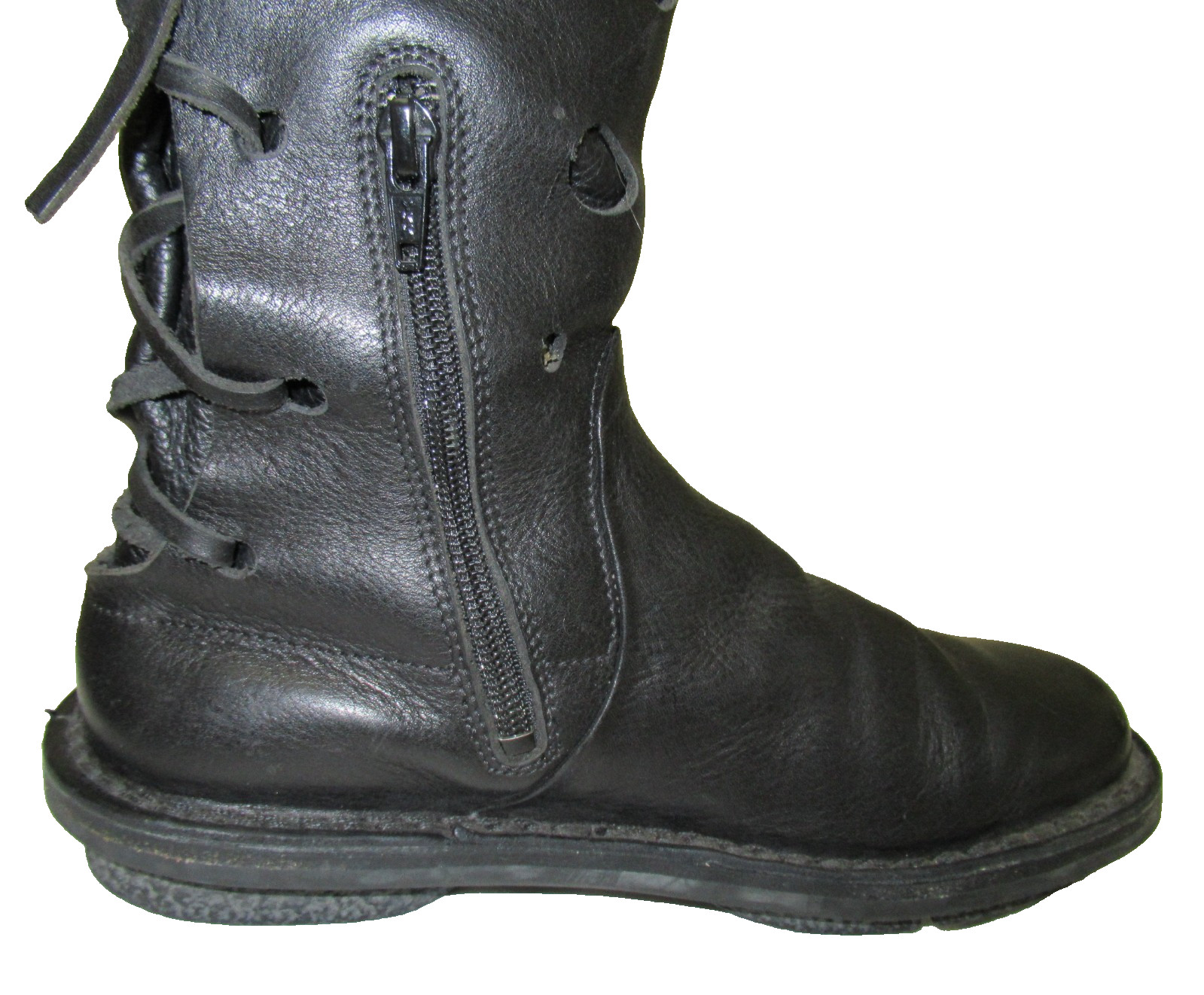 From Germany: TRIPPEN Black Leather Tall Boots w/Round Perforations, 37 (6 1/2)