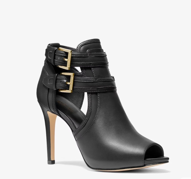 Michael Kors Blaze Black Leather Open Toe Ankle Bootie 8.5