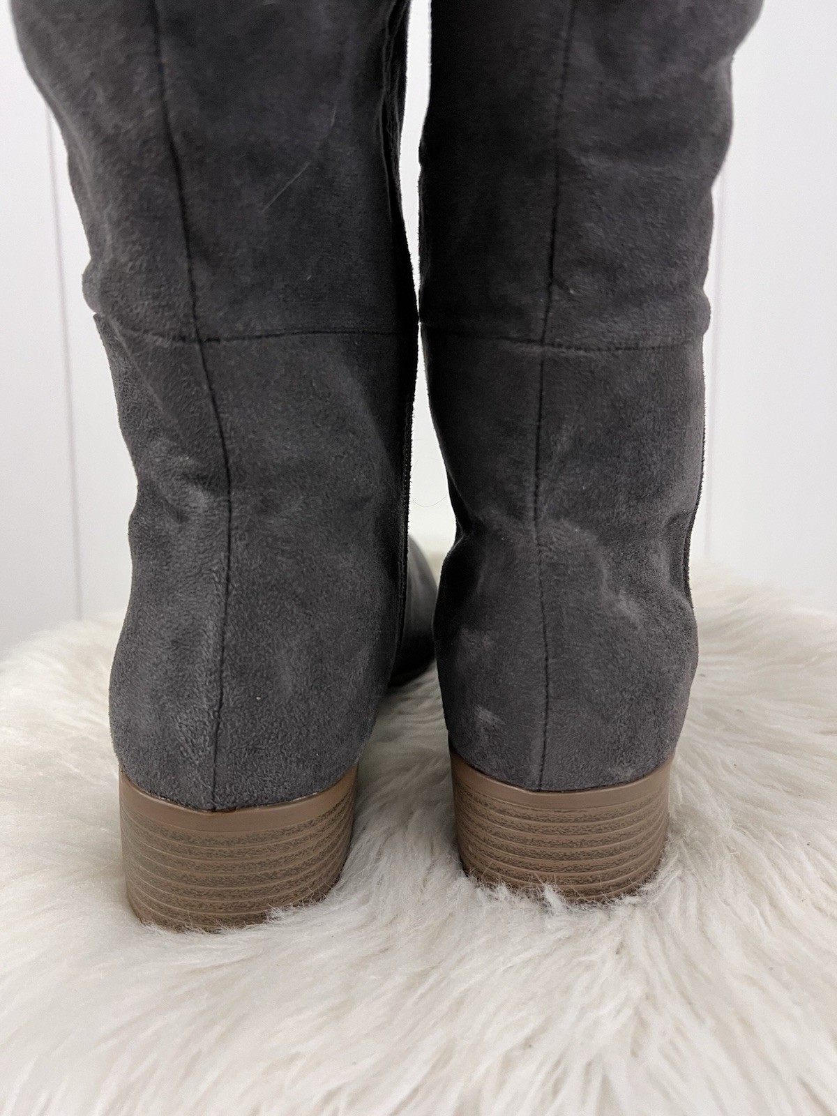 It’s OK Brand Dark Grey Vegan Suede Over the Knee Riding Boots Size 9.5M