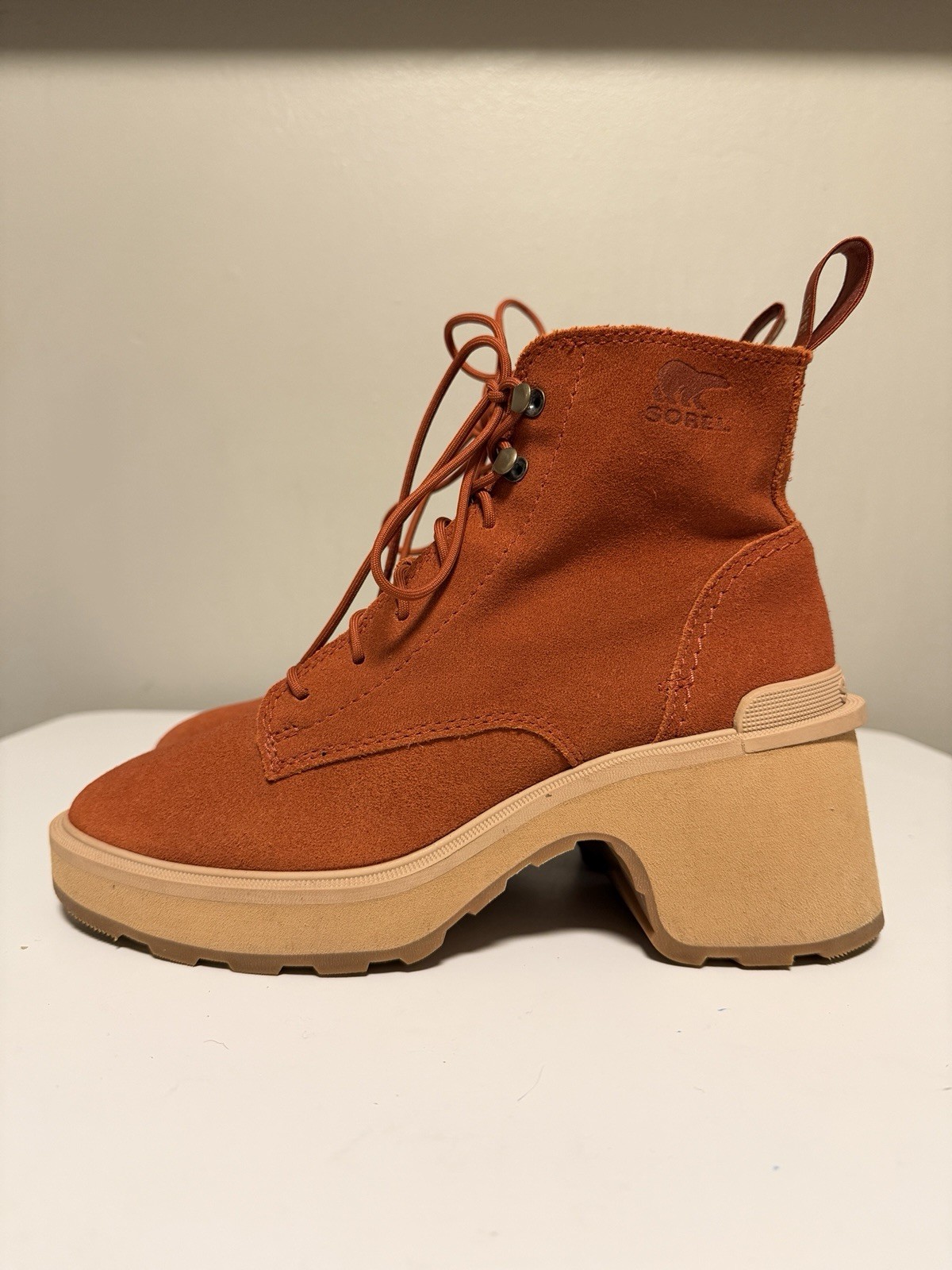 Sorel Hi-Line Heel Lace Up Boots Warp Red Suede Waterproof NL4875-849 Women US 6