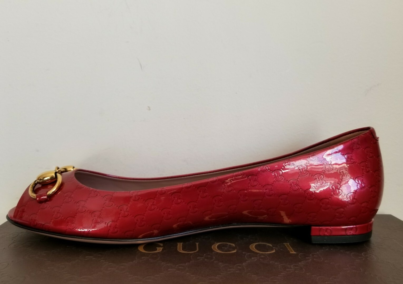 GUCCI JOLENE MICROGUCCISSIMA LOGO GOLD HORSEBIT FLATS EU 38.5 I LOVE SHOES