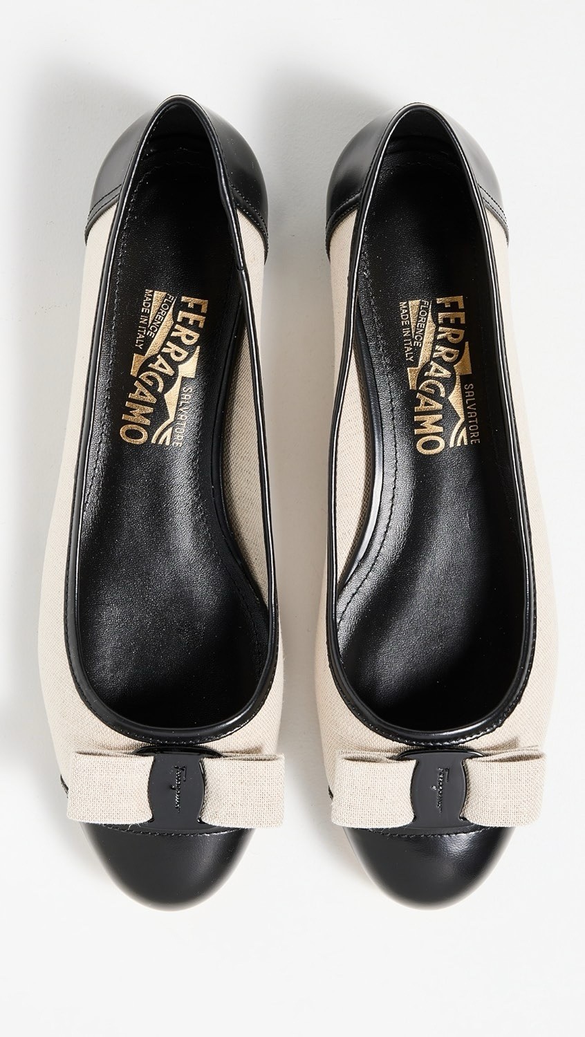 Ferragamo Canvas Leather Varina Flat Sz 8 New
