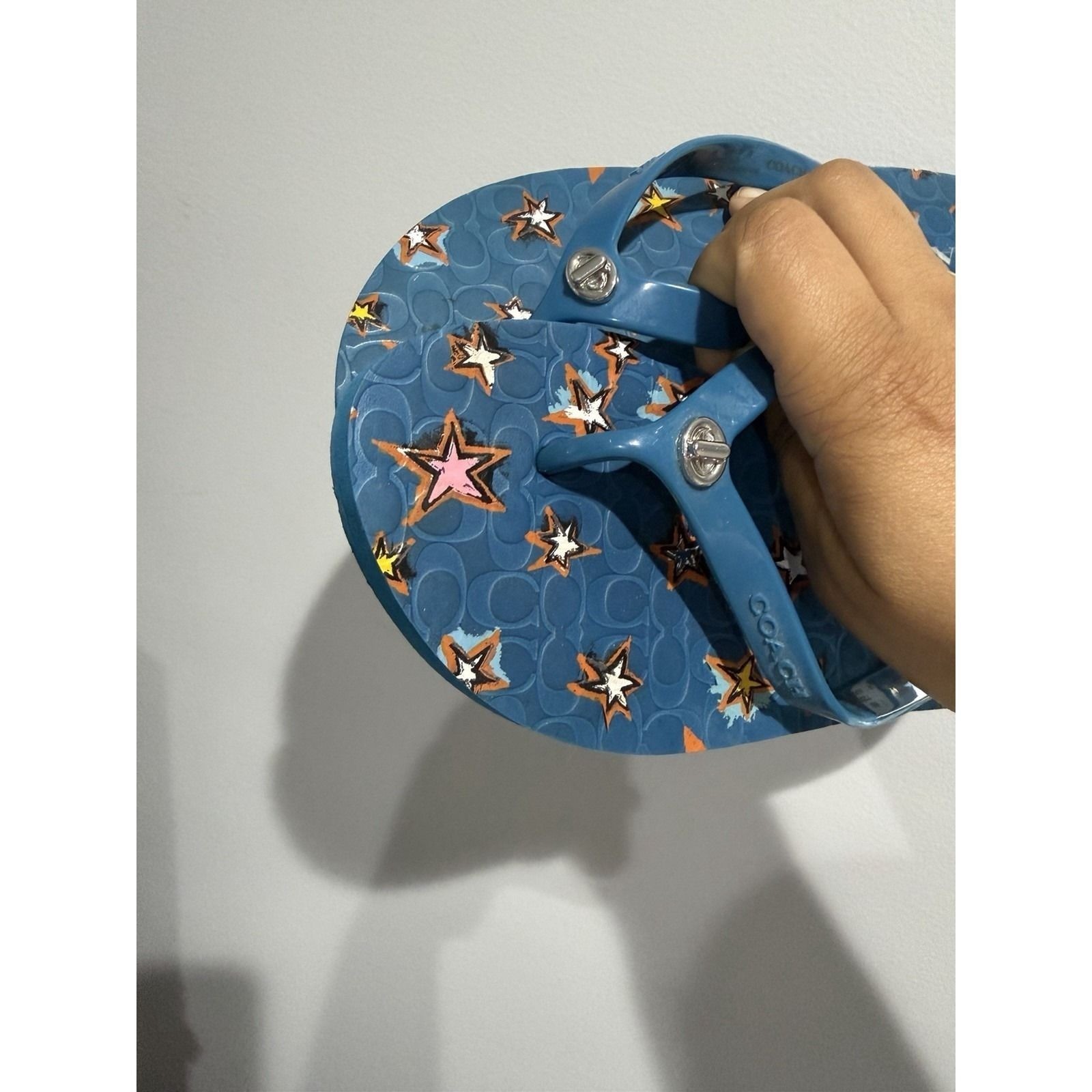 Coach Abbigail Sandals Flip Flops Star Denim Womens Size 8 Blue Z