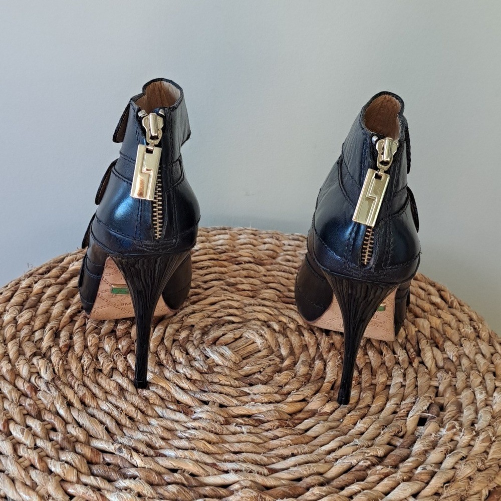 Lamb Womens Luxury Designer Black Leather Stileto Caged 4.75″ Heels S-8