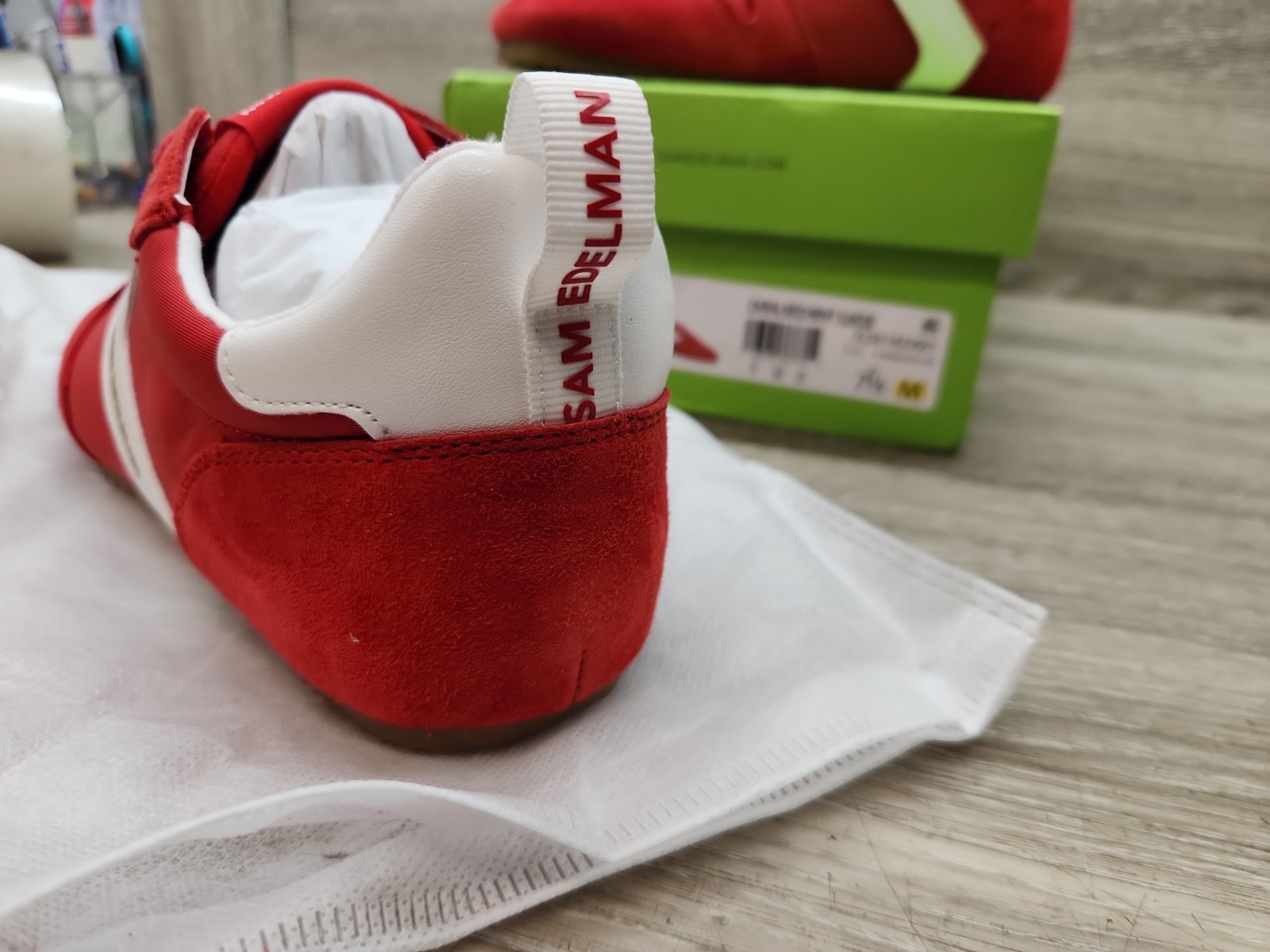 Sam Edelman Zaria Womens Fashion Sneakers Red/White SUEDE (US 7.5 )