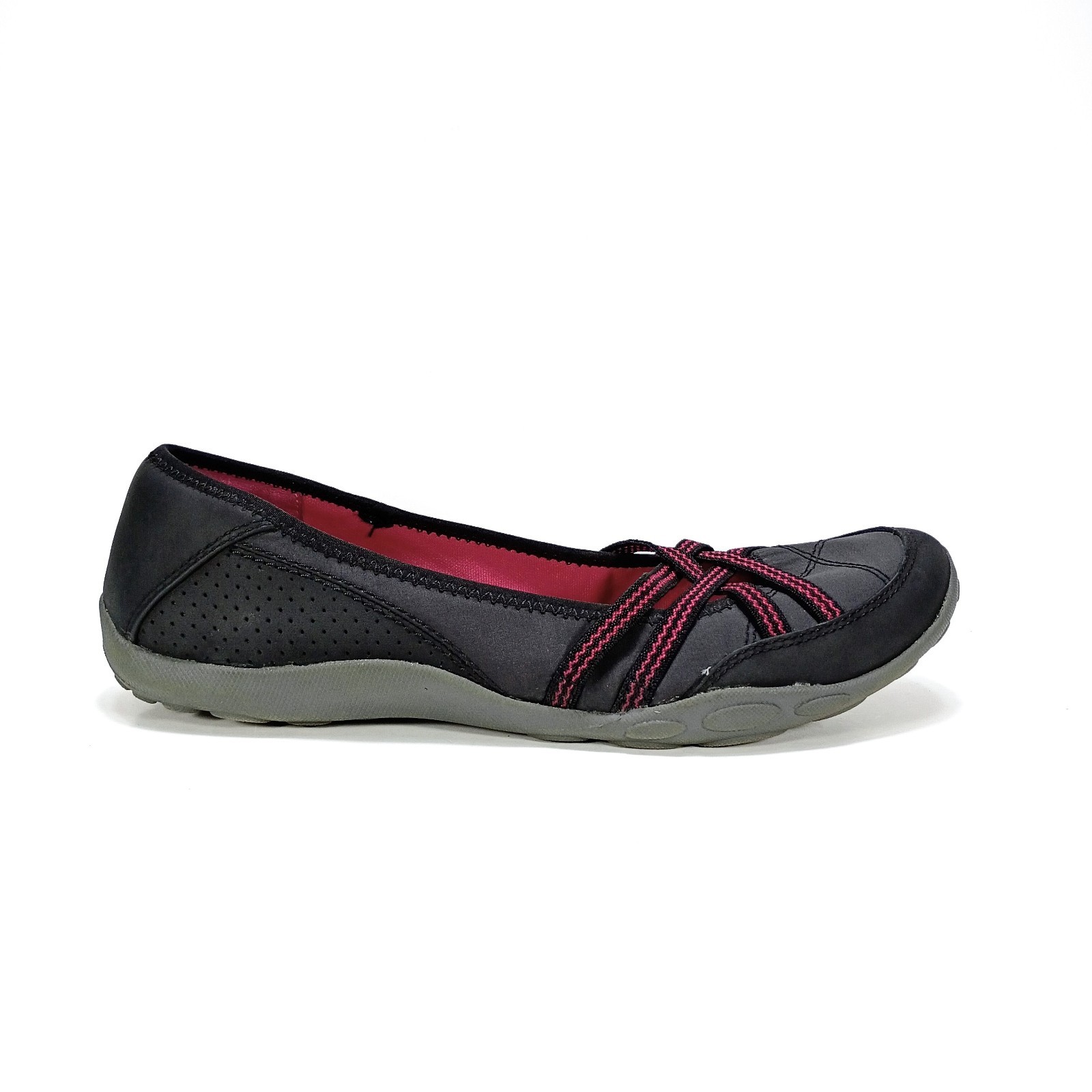 Clarks Haley Toucan Womens 8.5 Black And Pink Nubuck Slip On Flats
