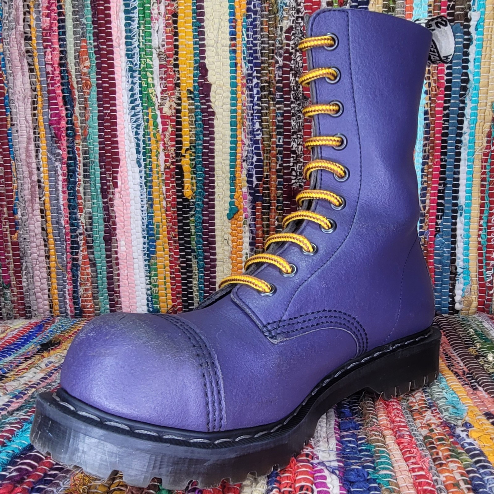Combat Boots Steel Toe US Womens 7 UK 5 Purple by Vegetarian Shoes Pre-Owned