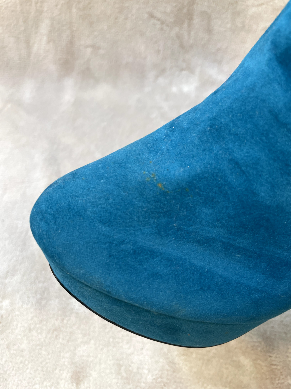 High Heels 18″ Knee-High 5.5″ Platform Stiletto Blue Faux Suede Zipper Sz7 Machi