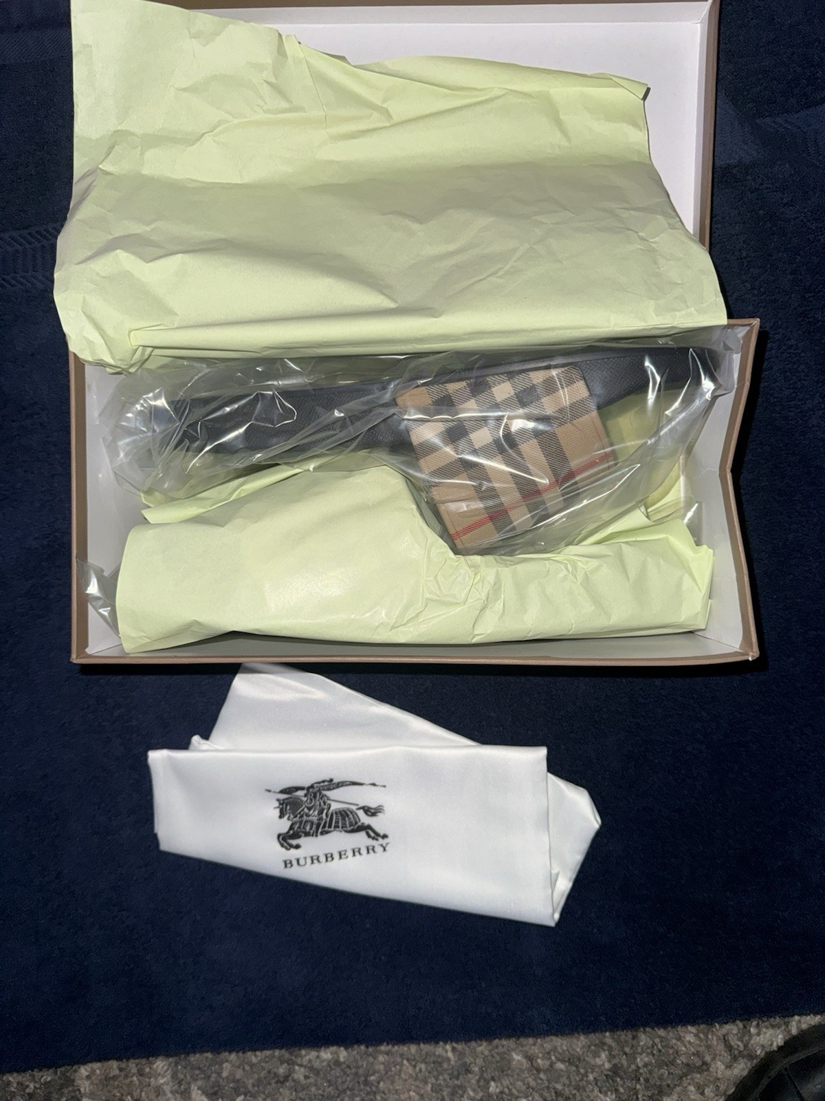 Burberry Check Pattern Slide Sandals Black/Beige US 10 Slip-On Logo Strap