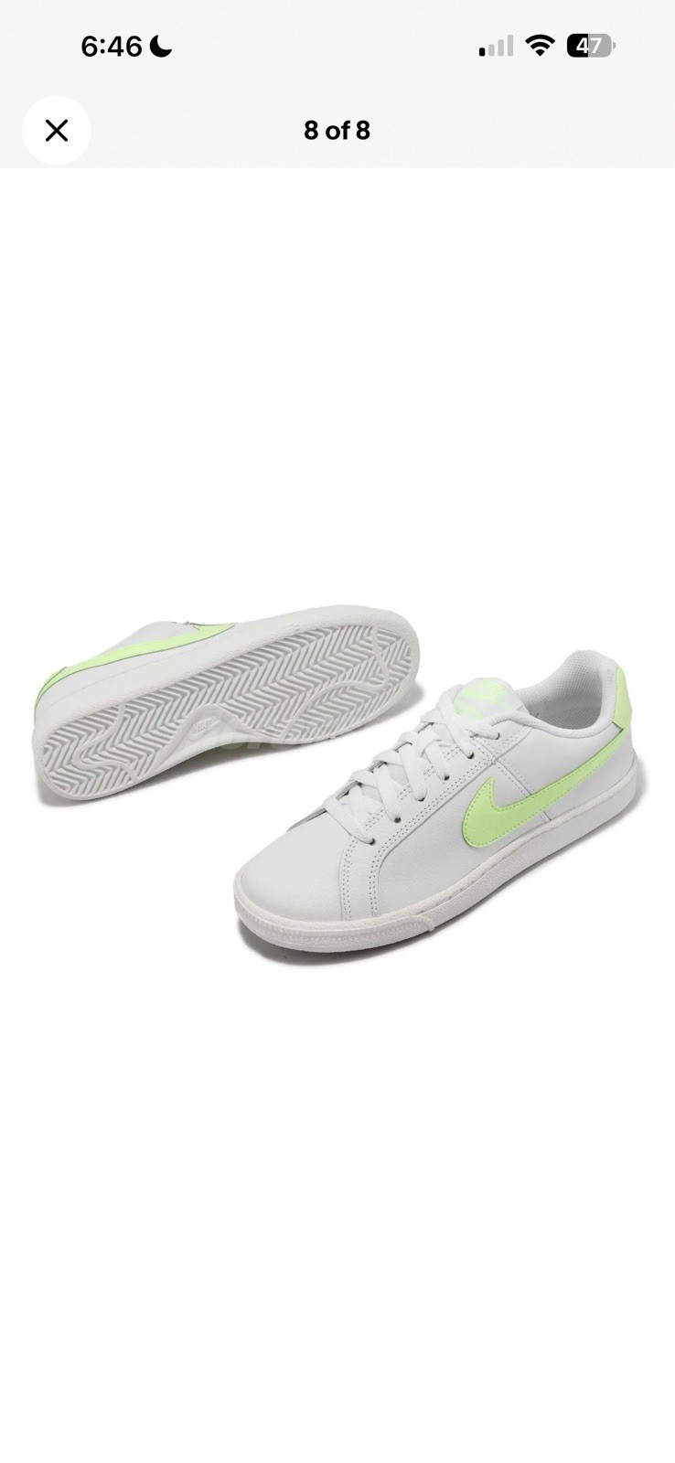 Nike Court Royale Women LifeStyle Casual Shoes White Barely Volt size 8.5