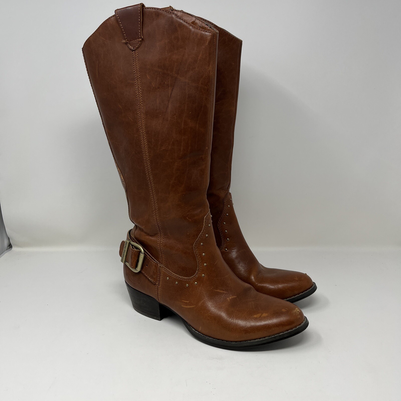 Harley Davidson Ladies Leather Cowboy Fashion Pointed Biker Boots Sz 6 D85419