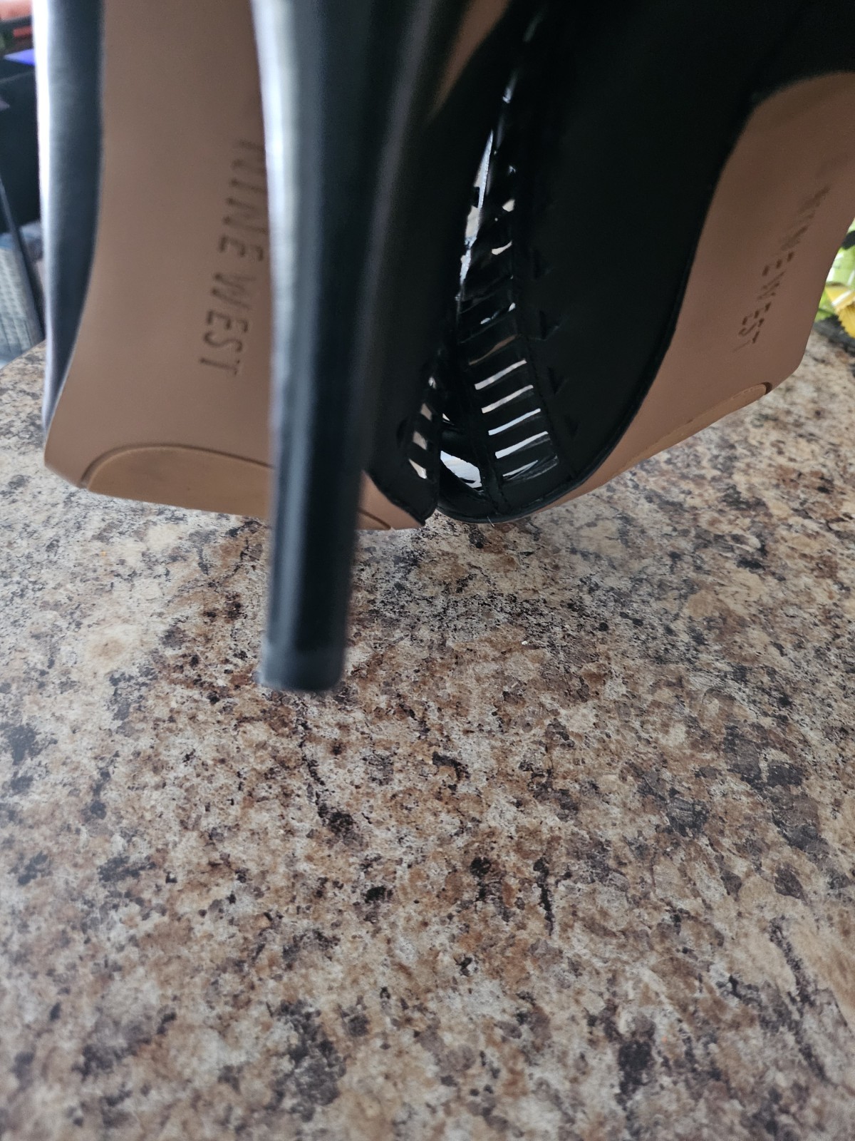 Nine West Women’s Black Leather Lace-Up Cut-Out Open Toe Stiletto Heel 9