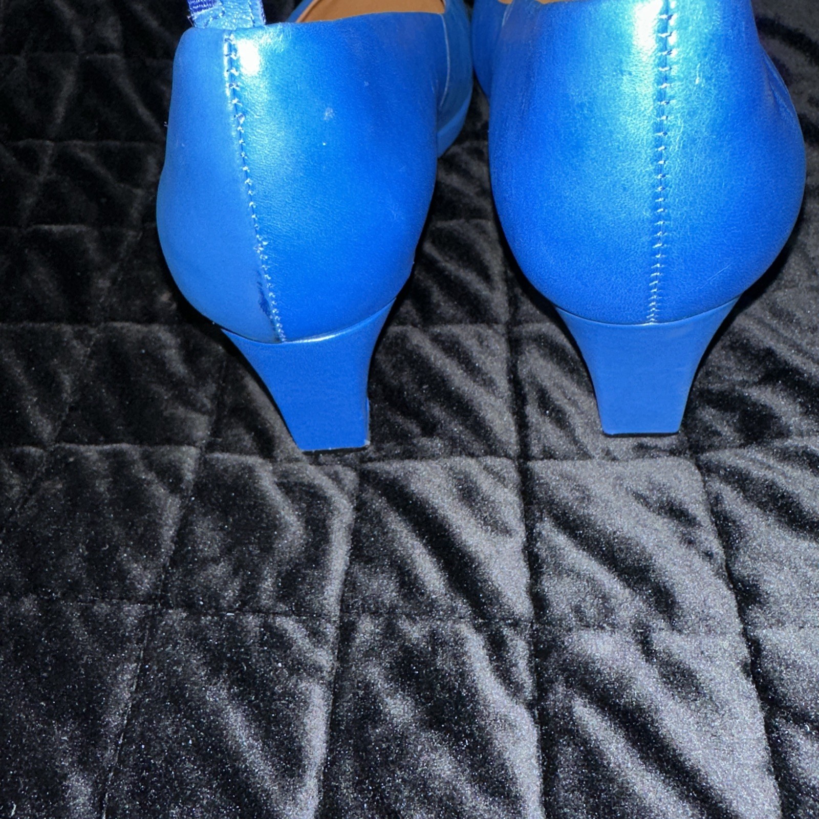 Dr Liza Blue Med Heel Shoes 8M Made In Brazil NWOB