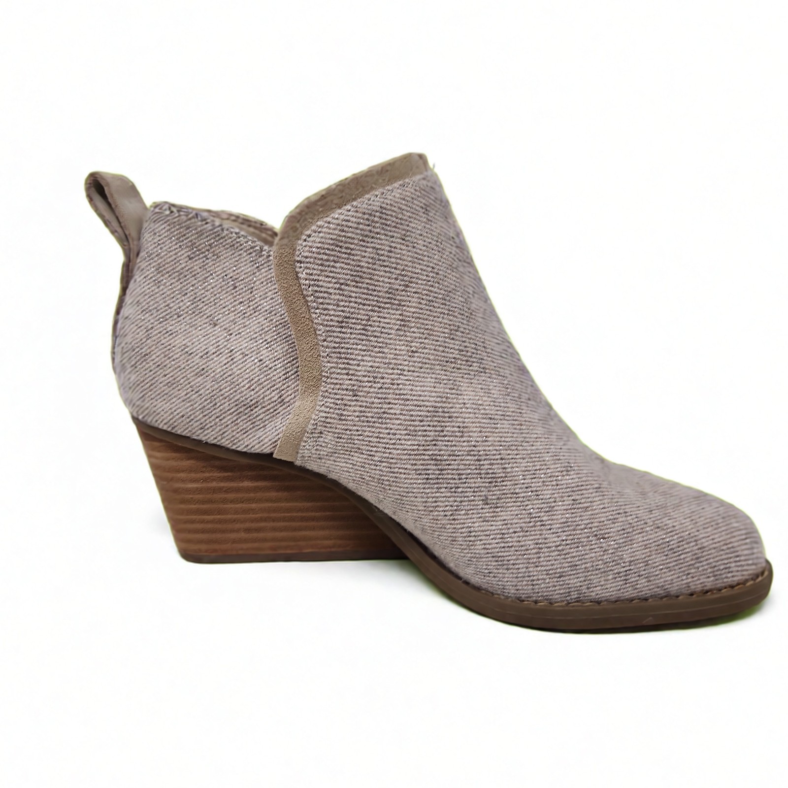 TOMS Women’s Kaia Wedge Bootie Ankle Boot Size 6 Suede Twill Pull On Slip On
