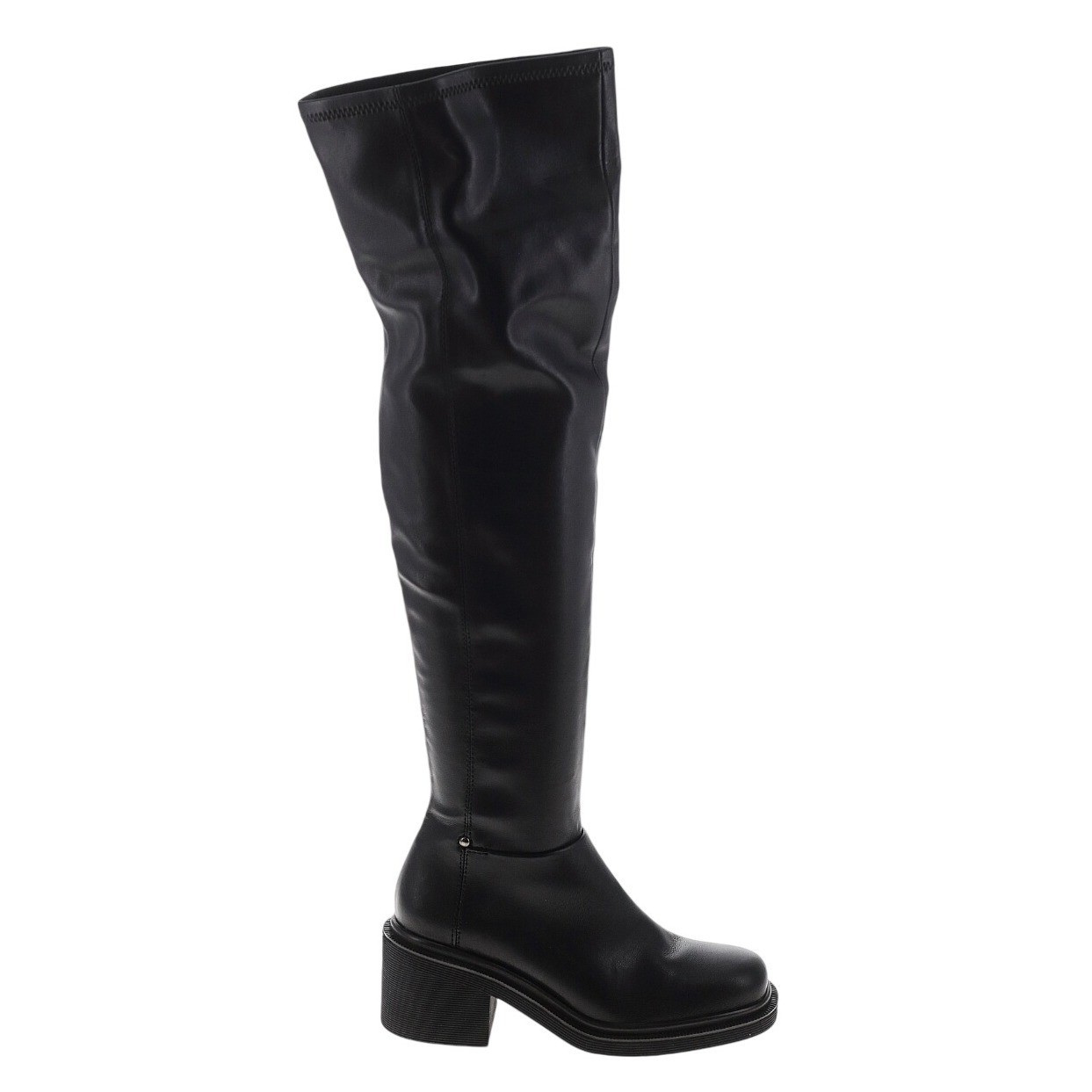 NWT Franco Sarto Kelly OTK Boot 6 Black Stretch Block Heel Rocker Street Edge