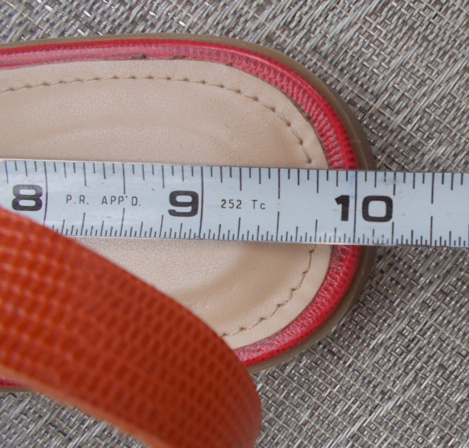 TALBOTS SANDALS «DVAVAH» Red Orange Pink Reptile Leather Ankle Strap Women’s 8M