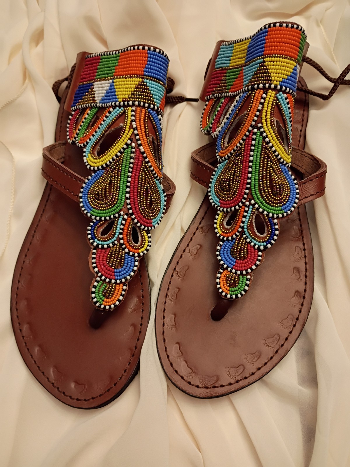 Handmade Beaded Tribal Leather Sandals