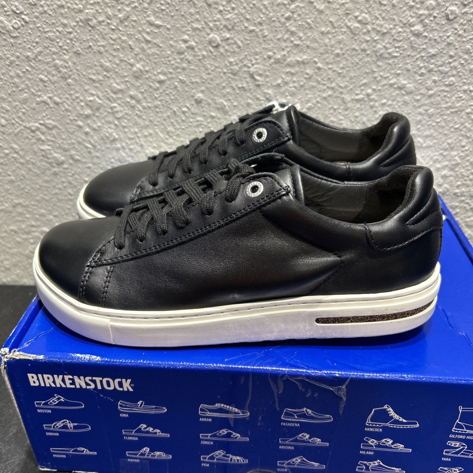 Birkenstock Bend Low Women’s Sz 7 EU 38 Narrow Leather Sneakers BLACK NIB