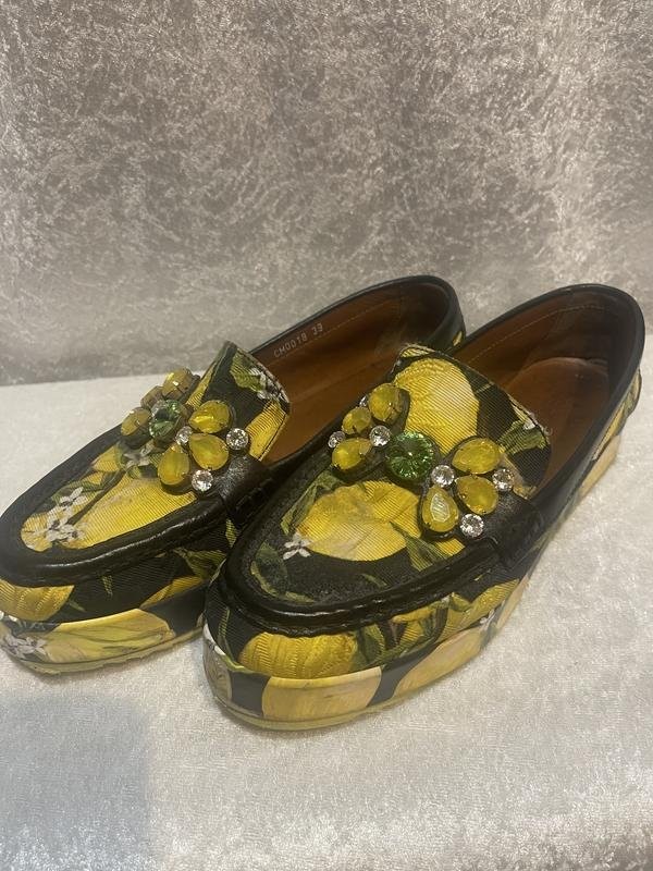 Women Dolce & Gabbana Loafers Yellow Textile 38.5
