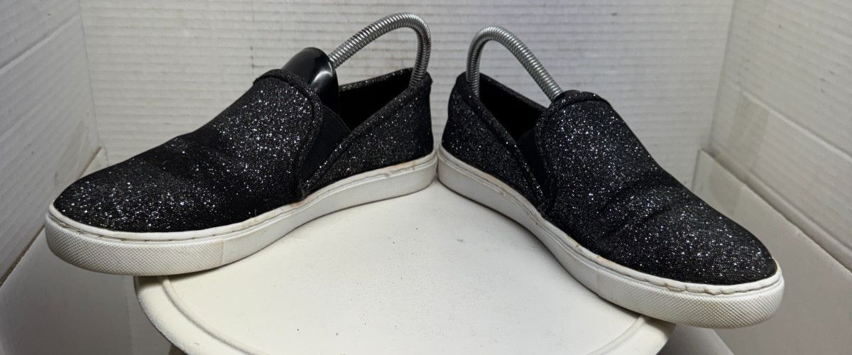 Trash Women Loafer Shoes Slip on Black Metallic Silver 179628 Casual Size 7 37.5