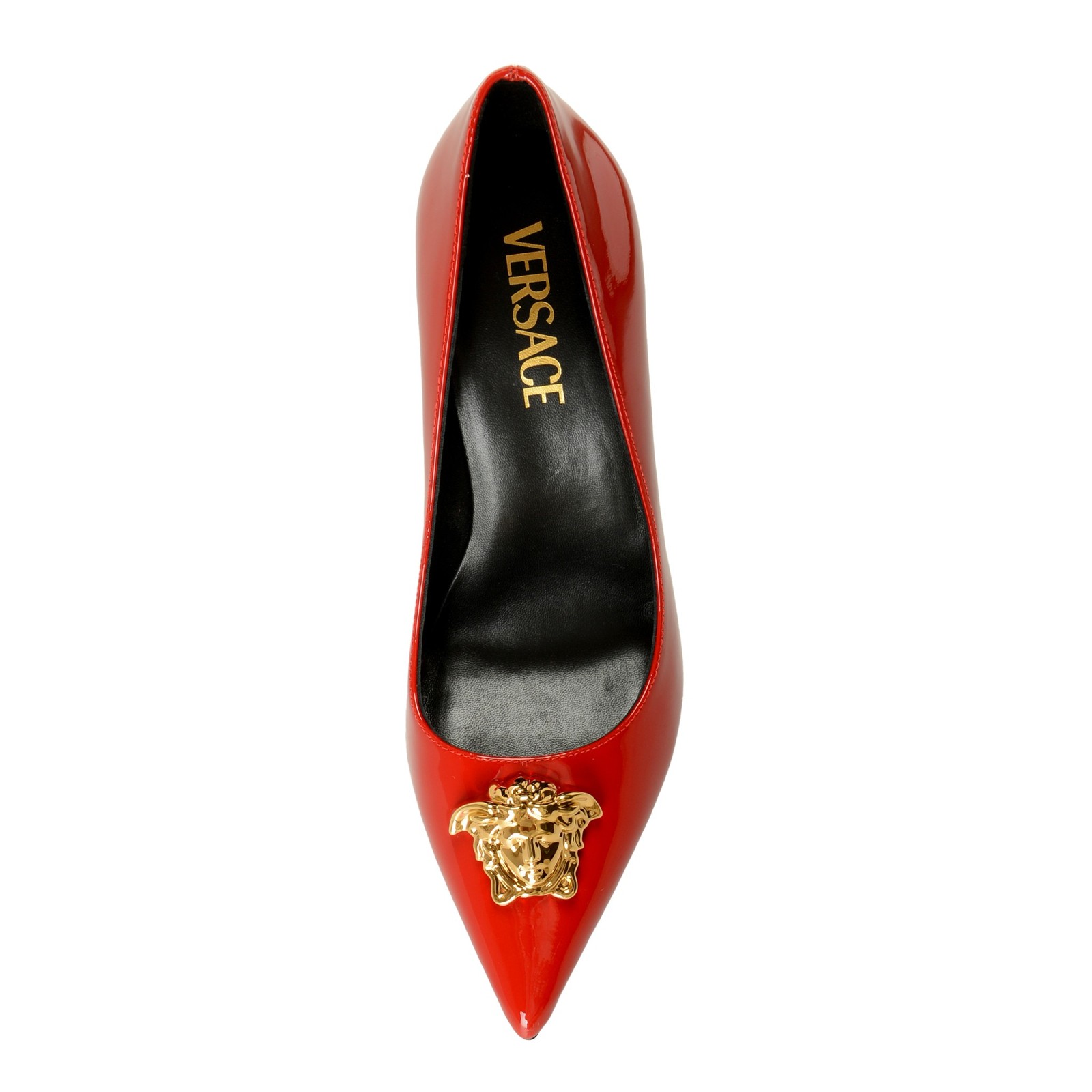 Versace Women’s Gold Medusa Red Patent Leather High Heel Pump Shoes US 6 IT 36