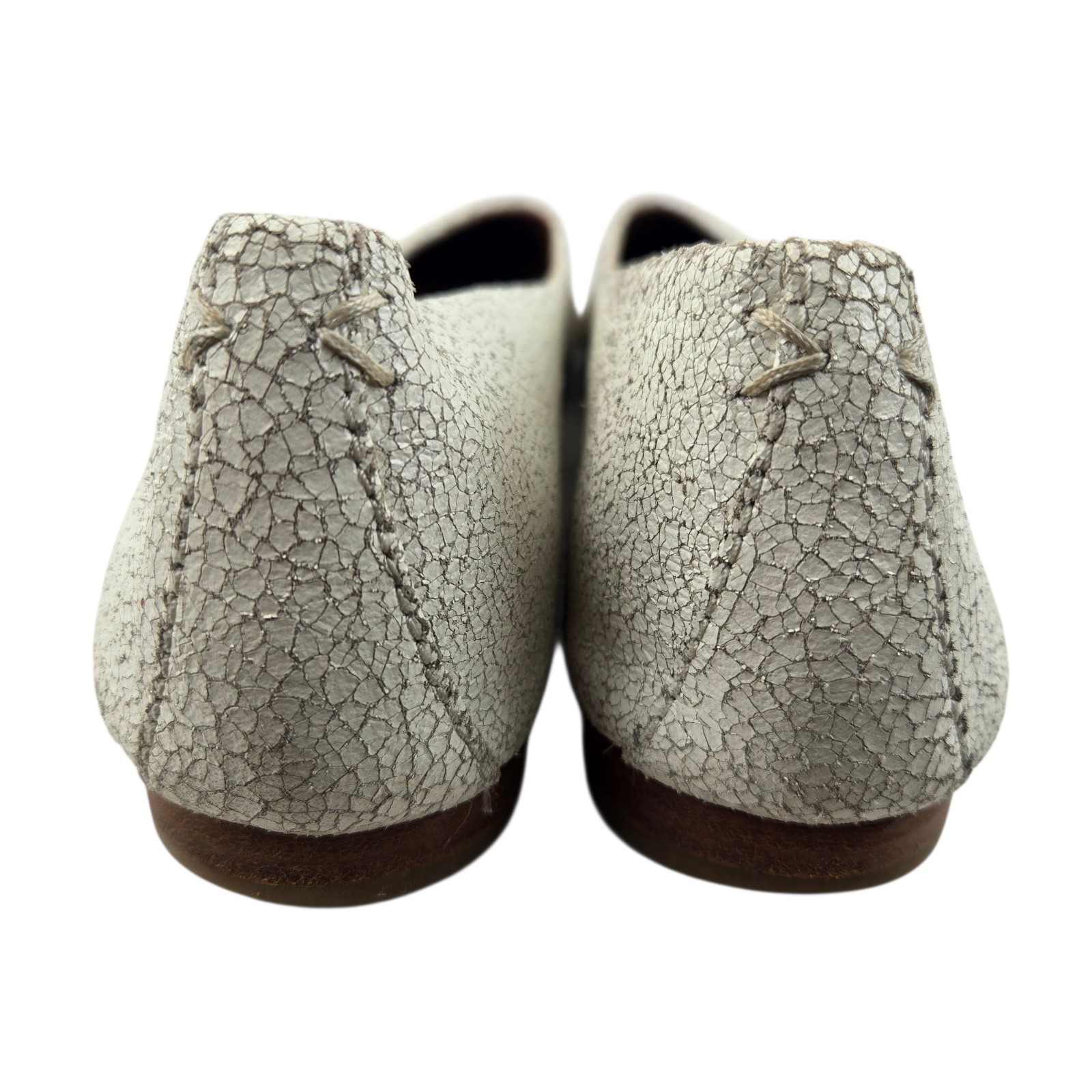Frye Ballet Flats Womens 8.5 Sienna White Crackled Leather Semi Pointed Toe