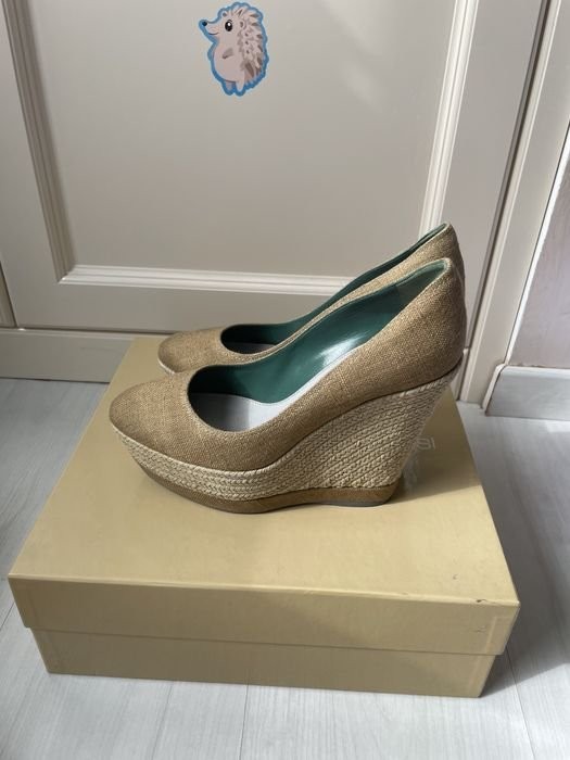 Women Sergio Rossi Heels Khaki Textile 37.5
