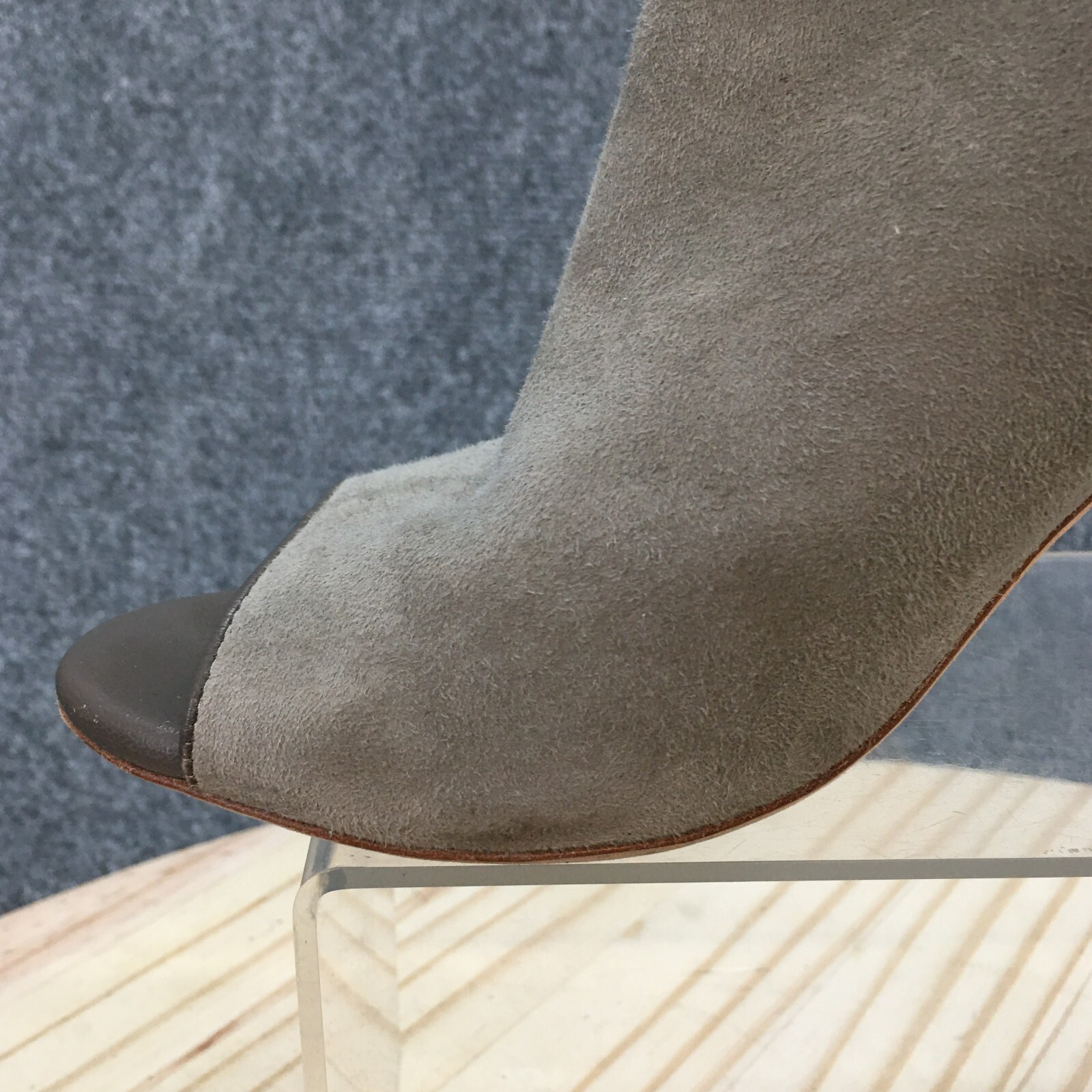 Joie Boots Womens 38 Ankle Booties Gray Suede Stiletto Heels Peep Toe Zip